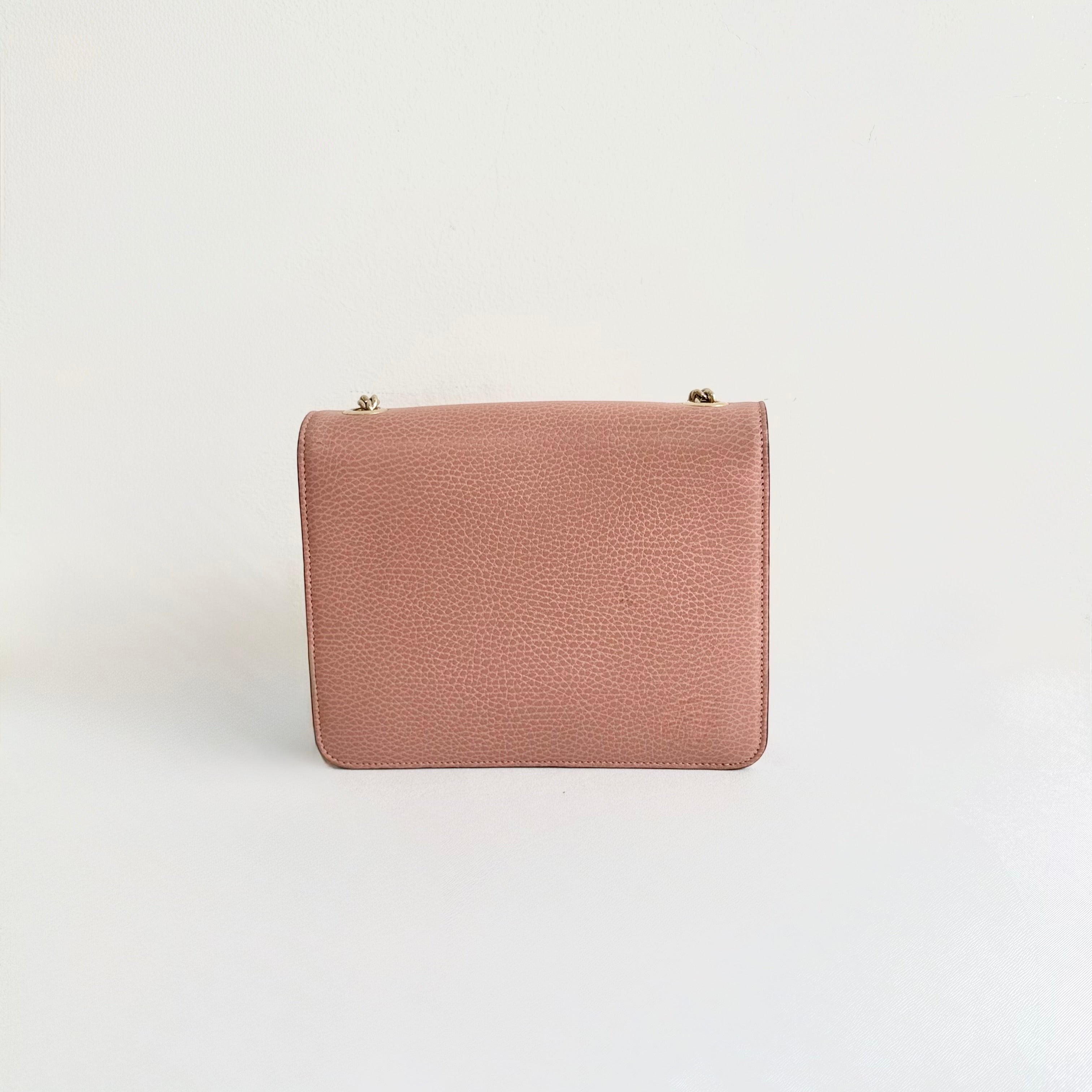 Gucci Interlocking G Chain Shoulder Bag Calfskin Leather – Pink