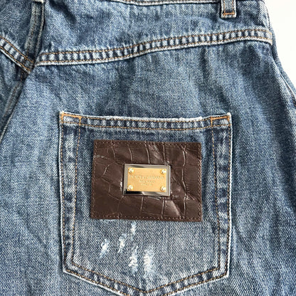 DOLCE & GABBANA Shorts Blue Cotton High Waist Denim