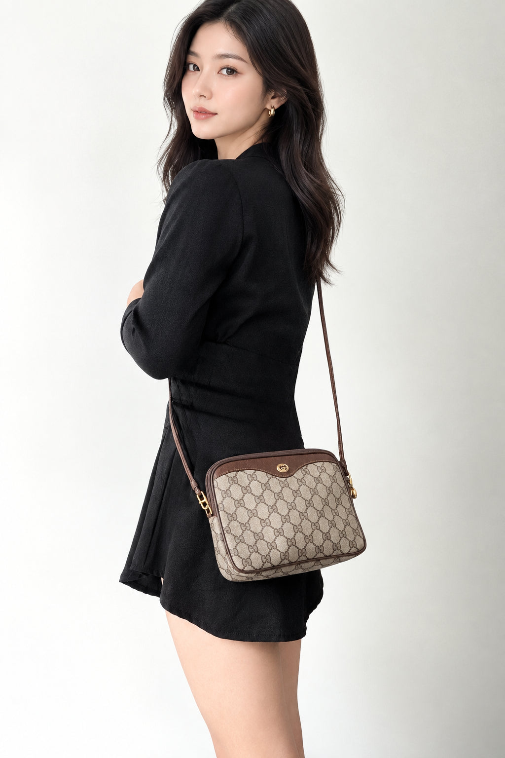 Gucci Vintage Brown GG Logo Monogram Coated Canvas