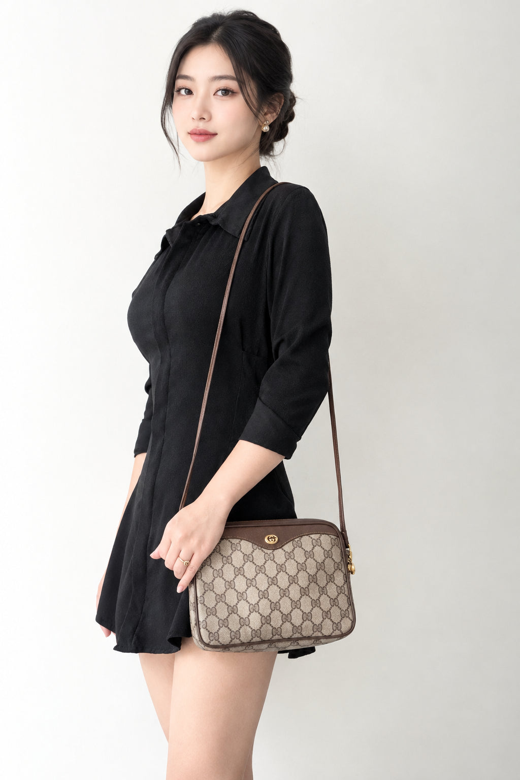 Gucci Vintage Brown GG Logo Monogram Coated Canvas