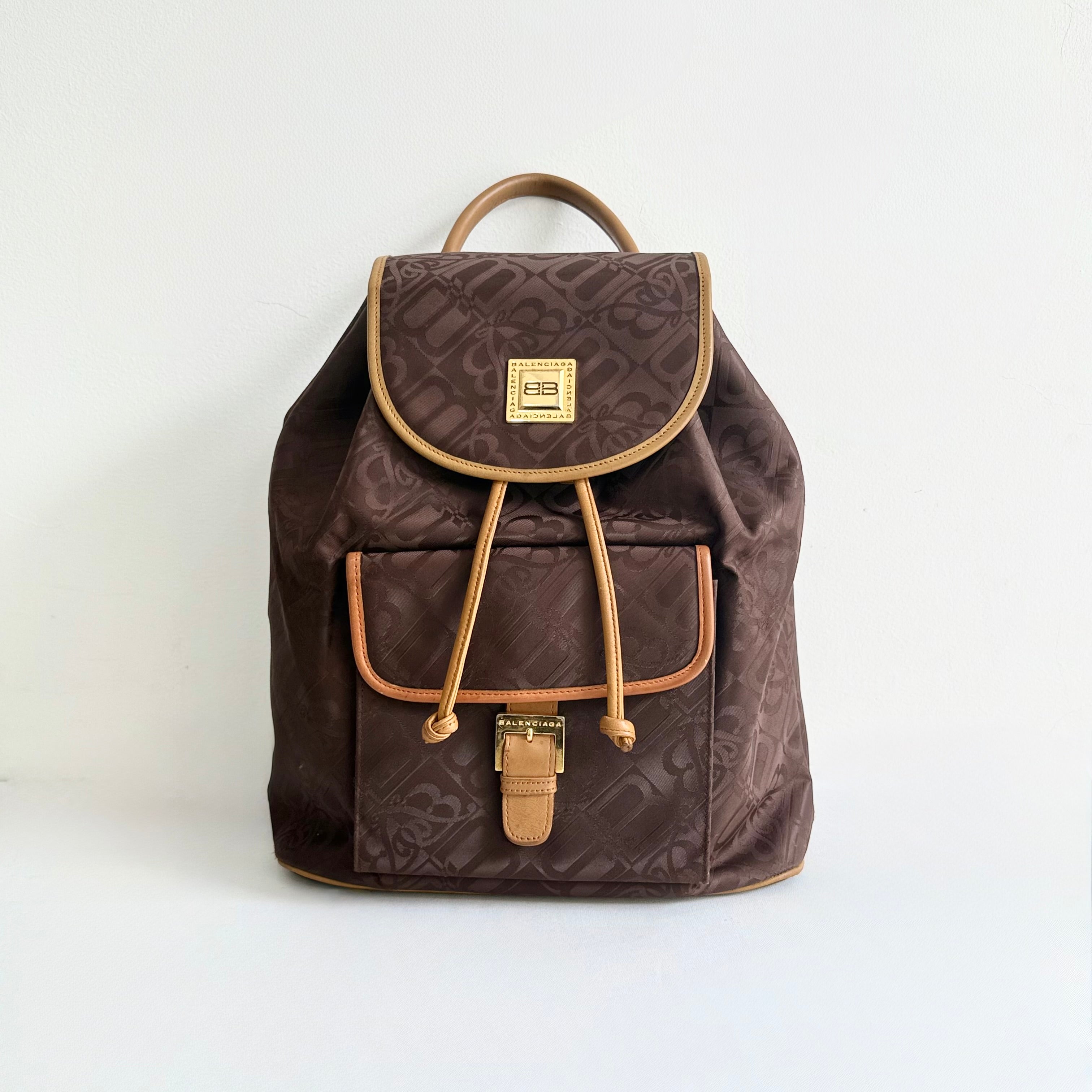 Balenciaga Brown Nylon Backpack
