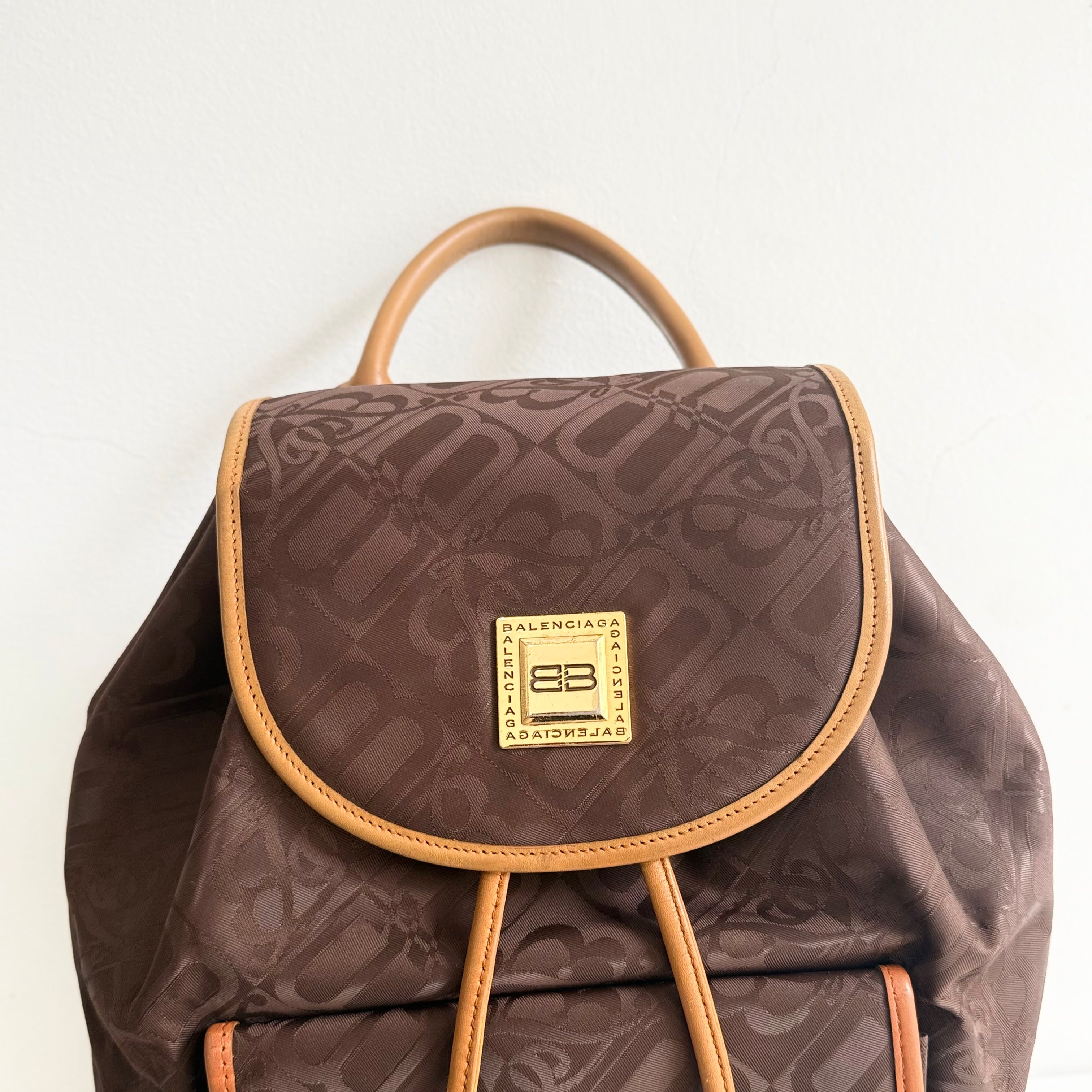 Balenciaga Brown Nylon Backpack