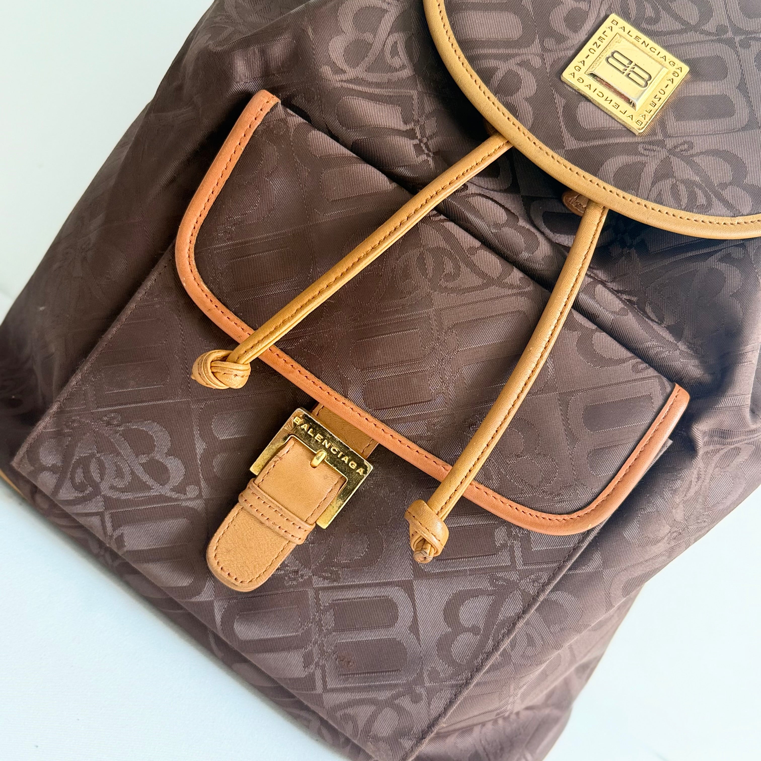 Balenciaga Brown Nylon Backpack