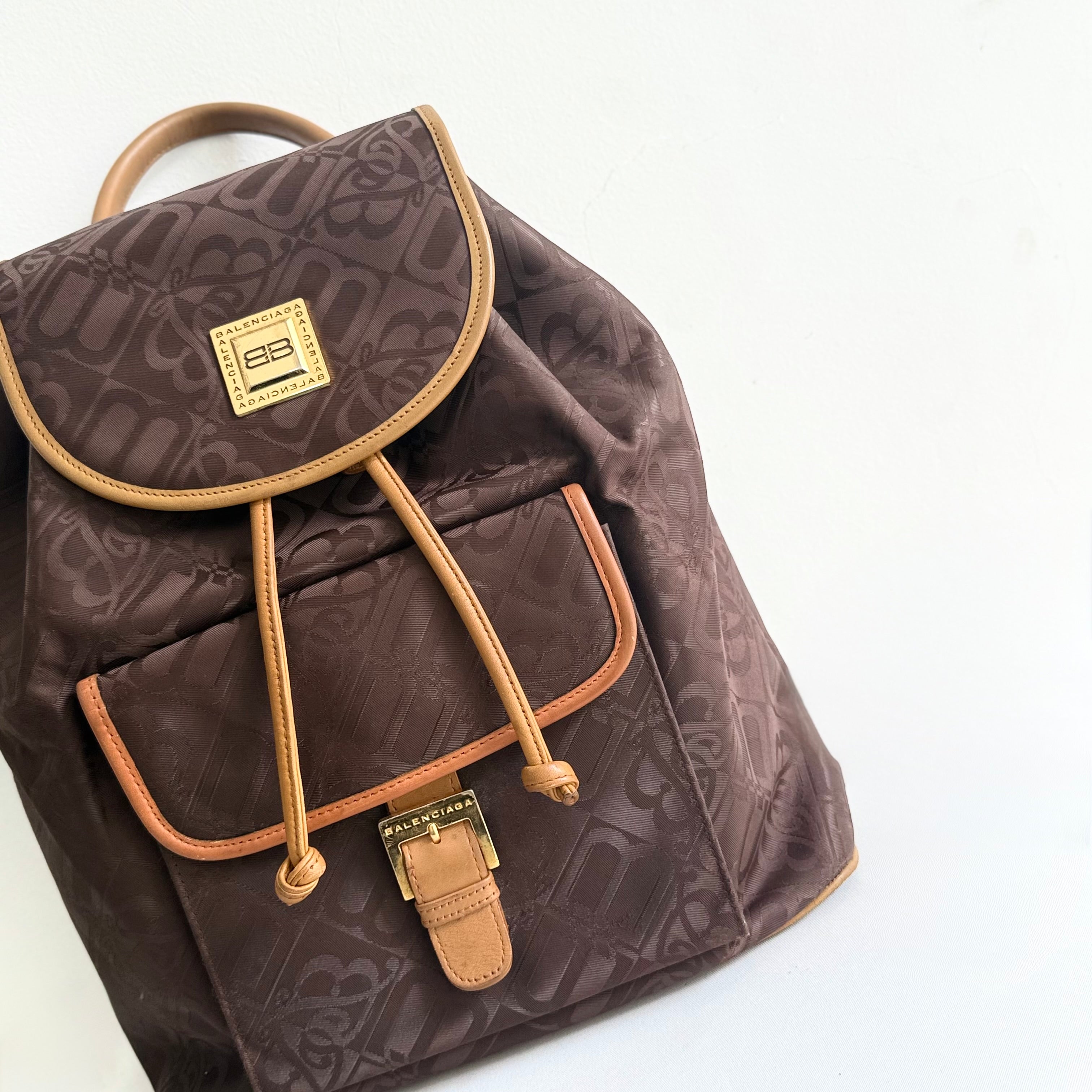 Balenciaga Brown Nylon Backpack