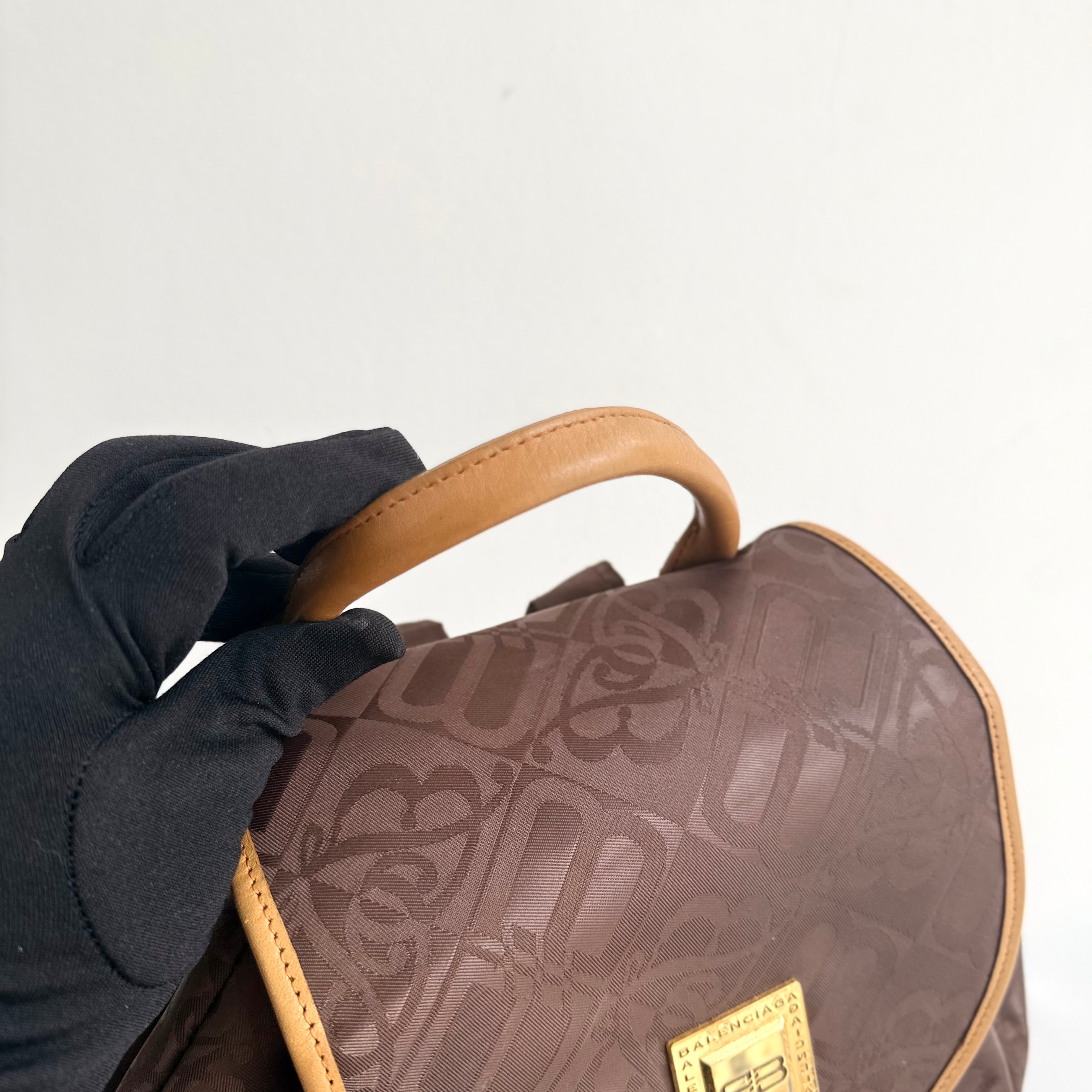 Balenciaga Brown Nylon Backpack