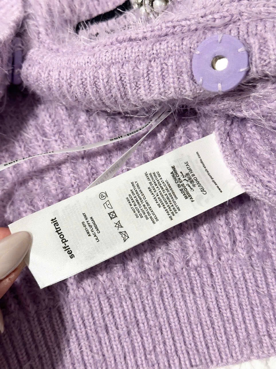 Self Portrait Lilac Fluffy Knit Cardigan/Skirt/Croptop