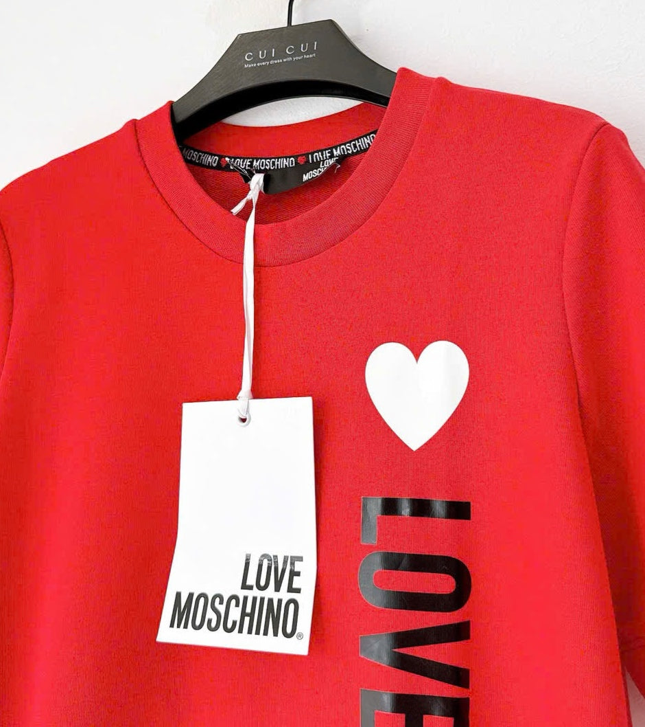 Love Moschino Dress with Stripe Logo & Heart Print