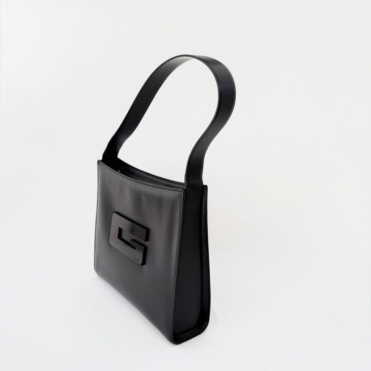 Gucci Tom Ford Black Leather G Logo Shoulder Bag