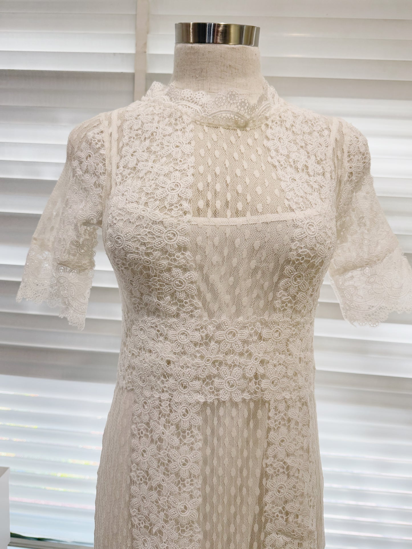 Maje Revanta Lace Dress in White Polyester