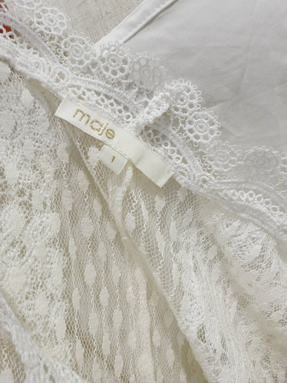 Maje Revanta Lace Dress in White Polyester