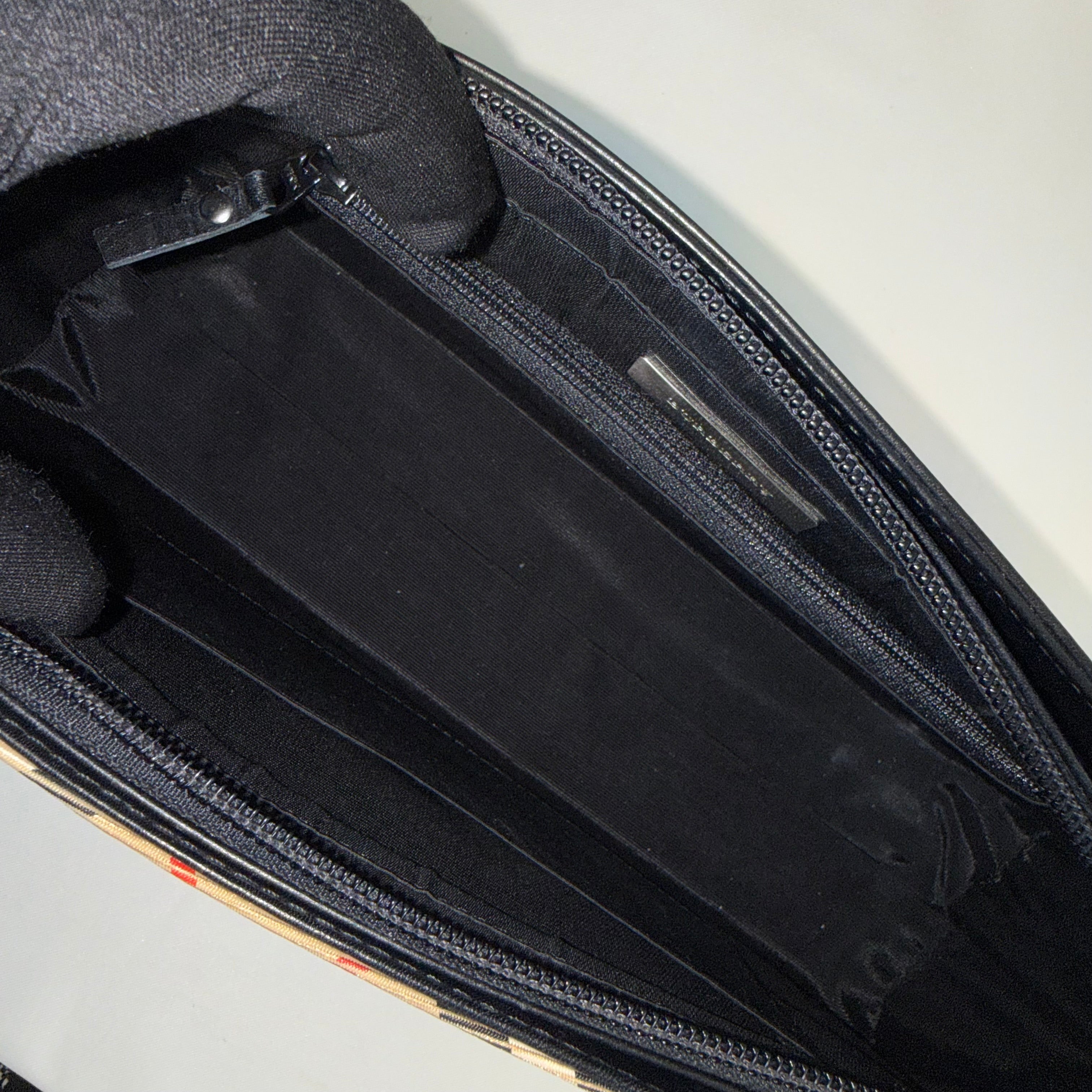 Burberry  Leather Canvas Trimmed Shoulder Bag