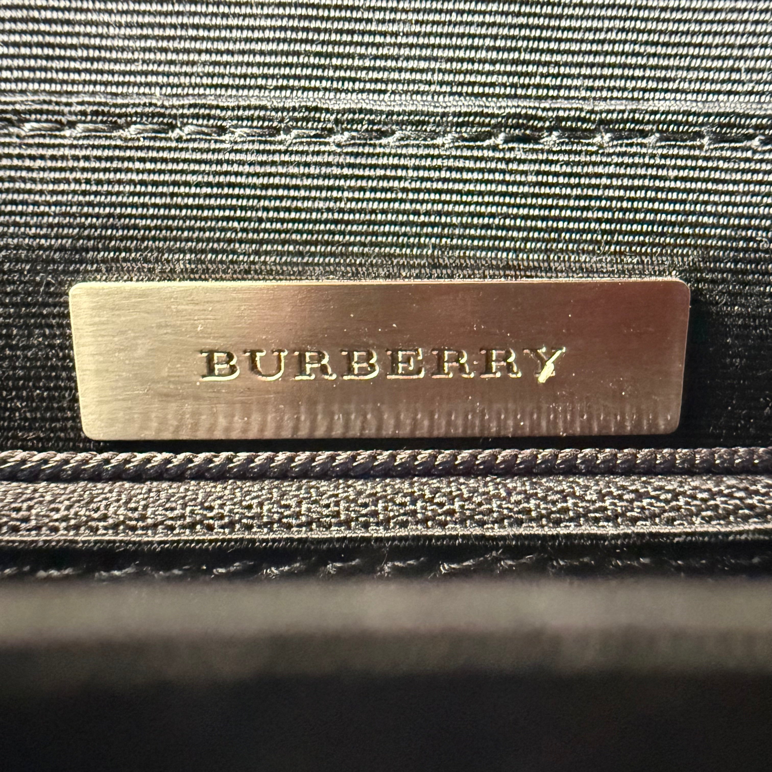 Burberry  Leather Canvas Trimmed Shoulder Bag