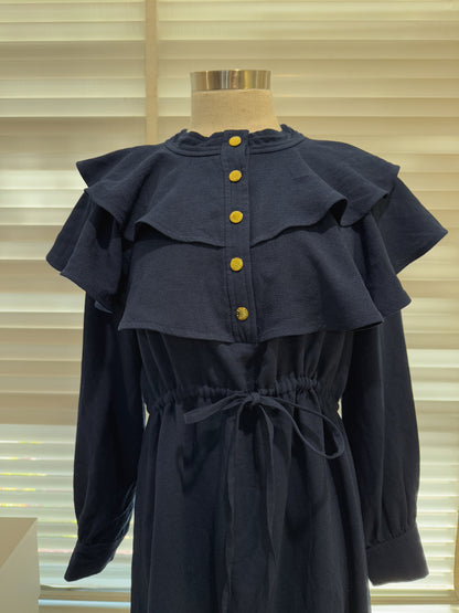 SANDRO Wendy Dress Ruffle Trim Snap Buttons