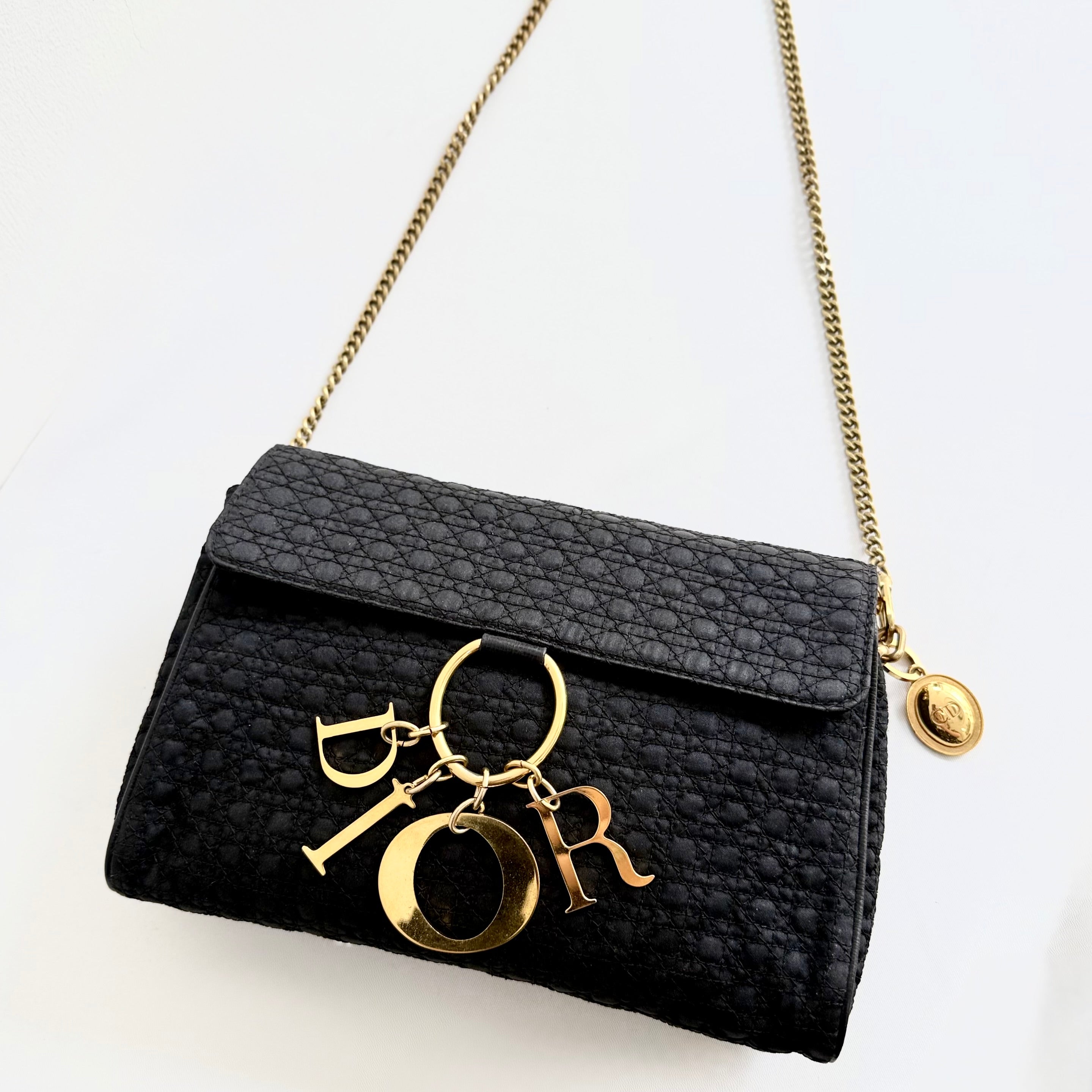 Christian Dior Cannage Logo Charm Nylon Chain