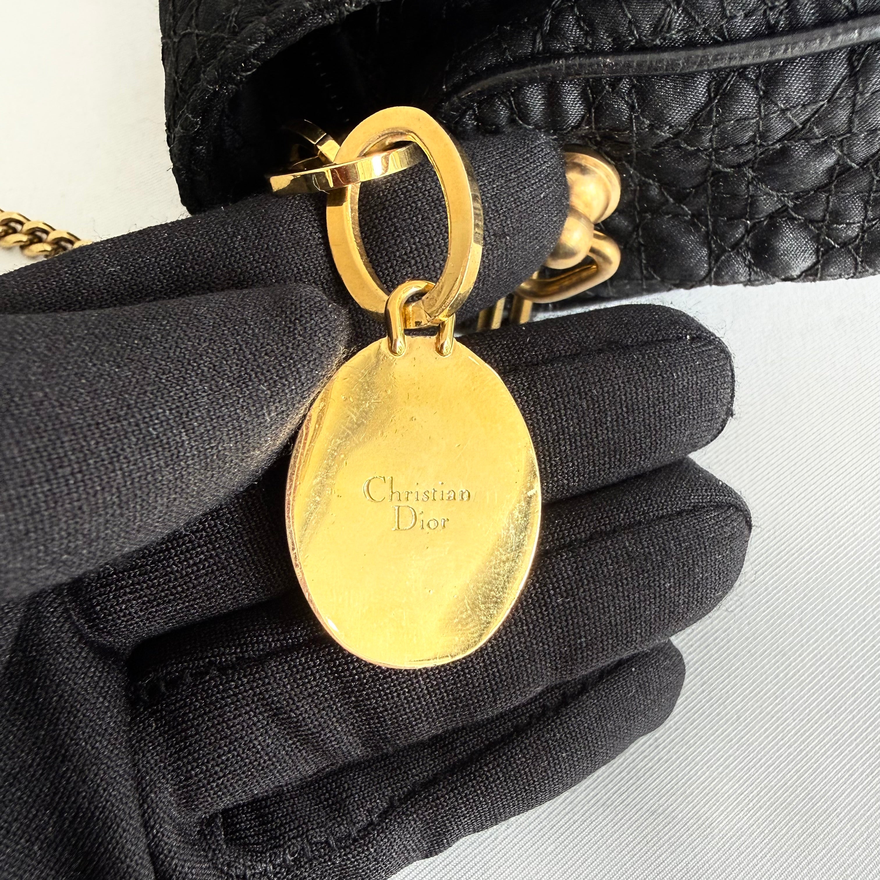 Christian Dior Cannage Logo Charm Nylon Chain