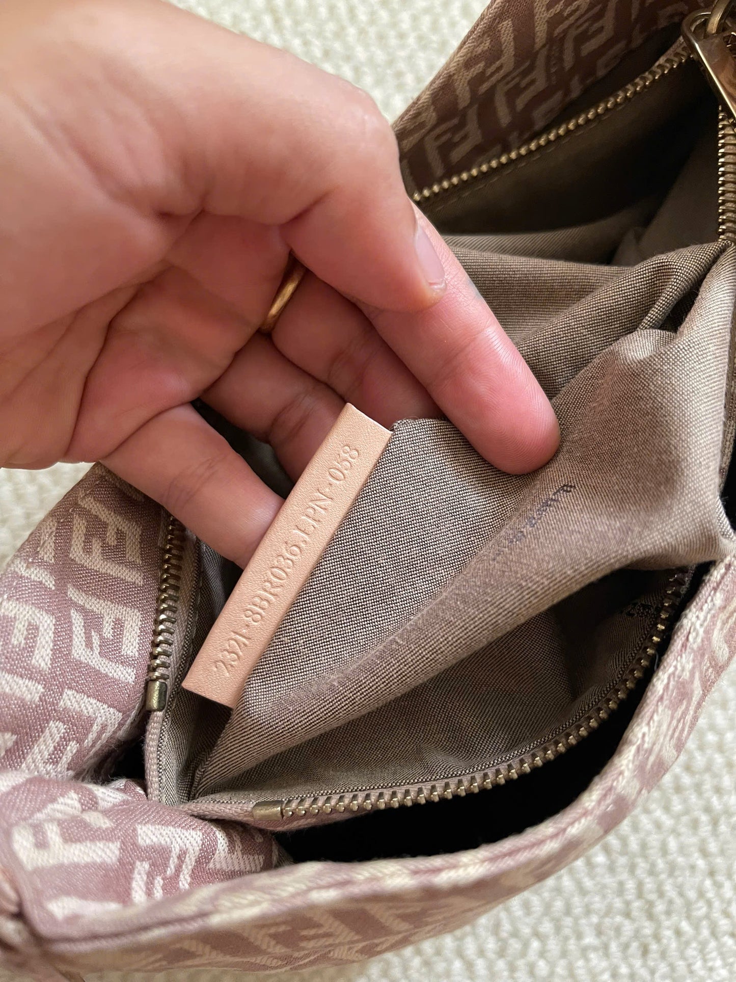 Fendi Light Pink Zucchino Baguette Shoulder Bag