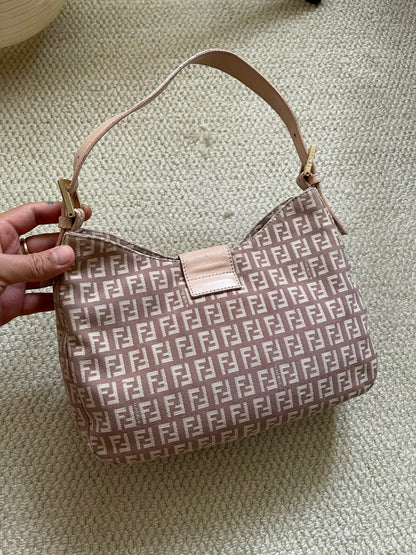 Fendi Light Pink Zucchino Baguette Shoulder Bag