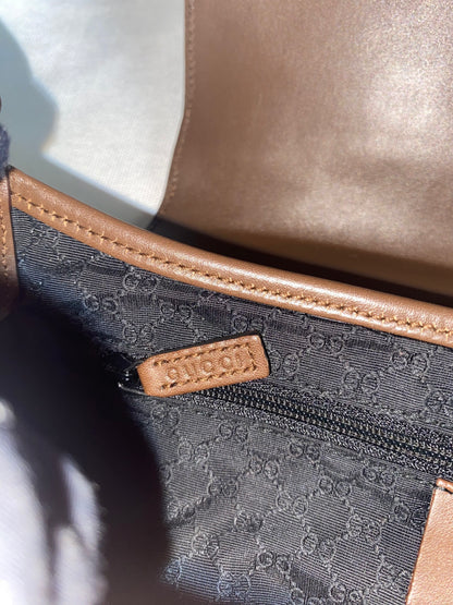 Gucci Vintage Navy Canvas & Brown Leather Jackie Bag