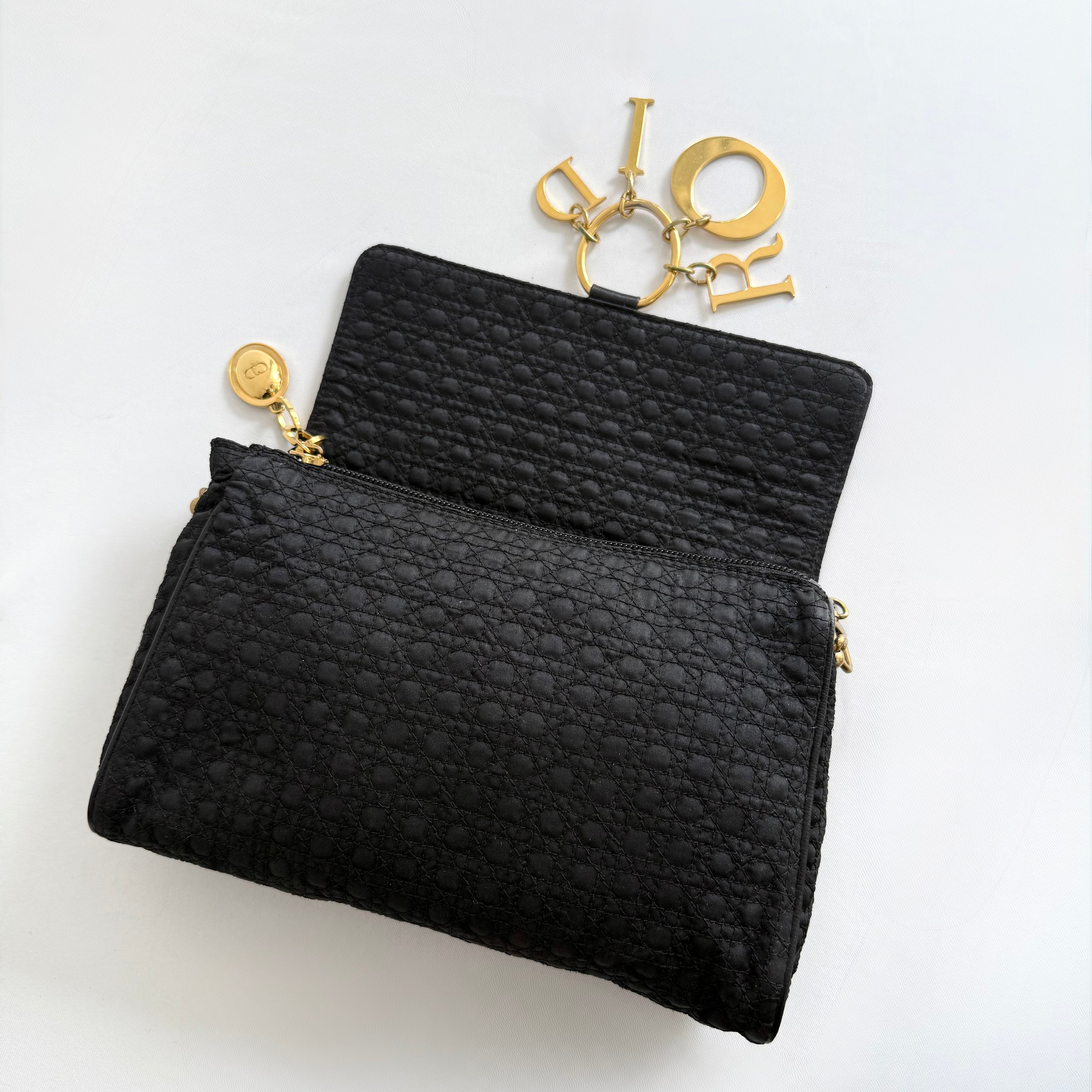 Christian Dior Cannage Logo Charm Nylon Chain