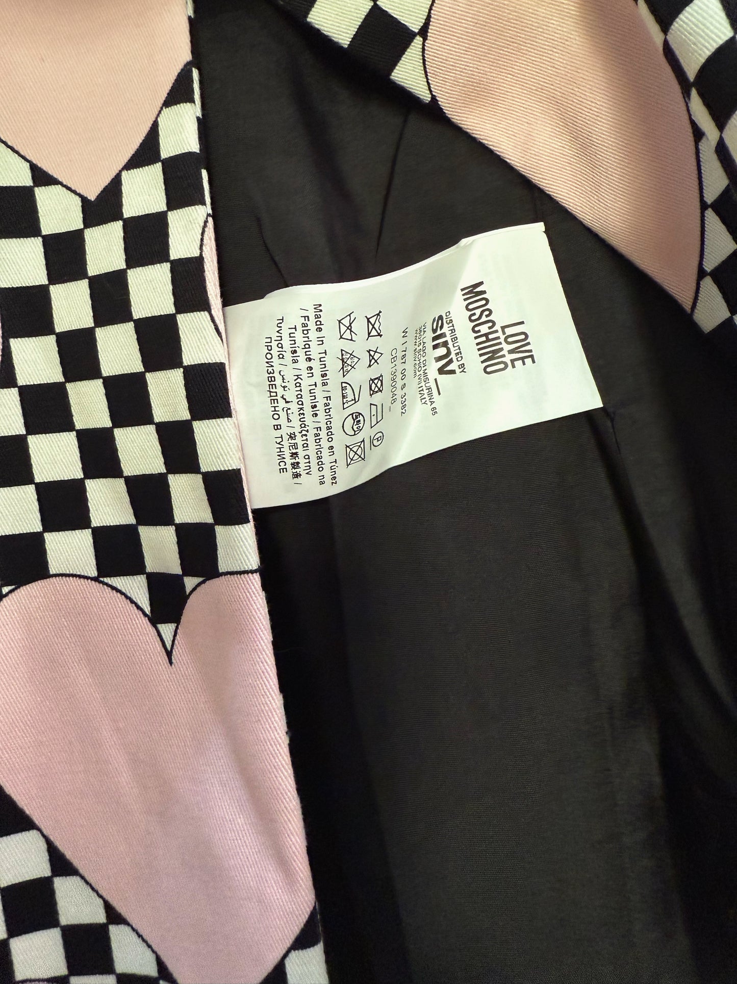 MOSCHINO Heart Check Print Blazer In Pink