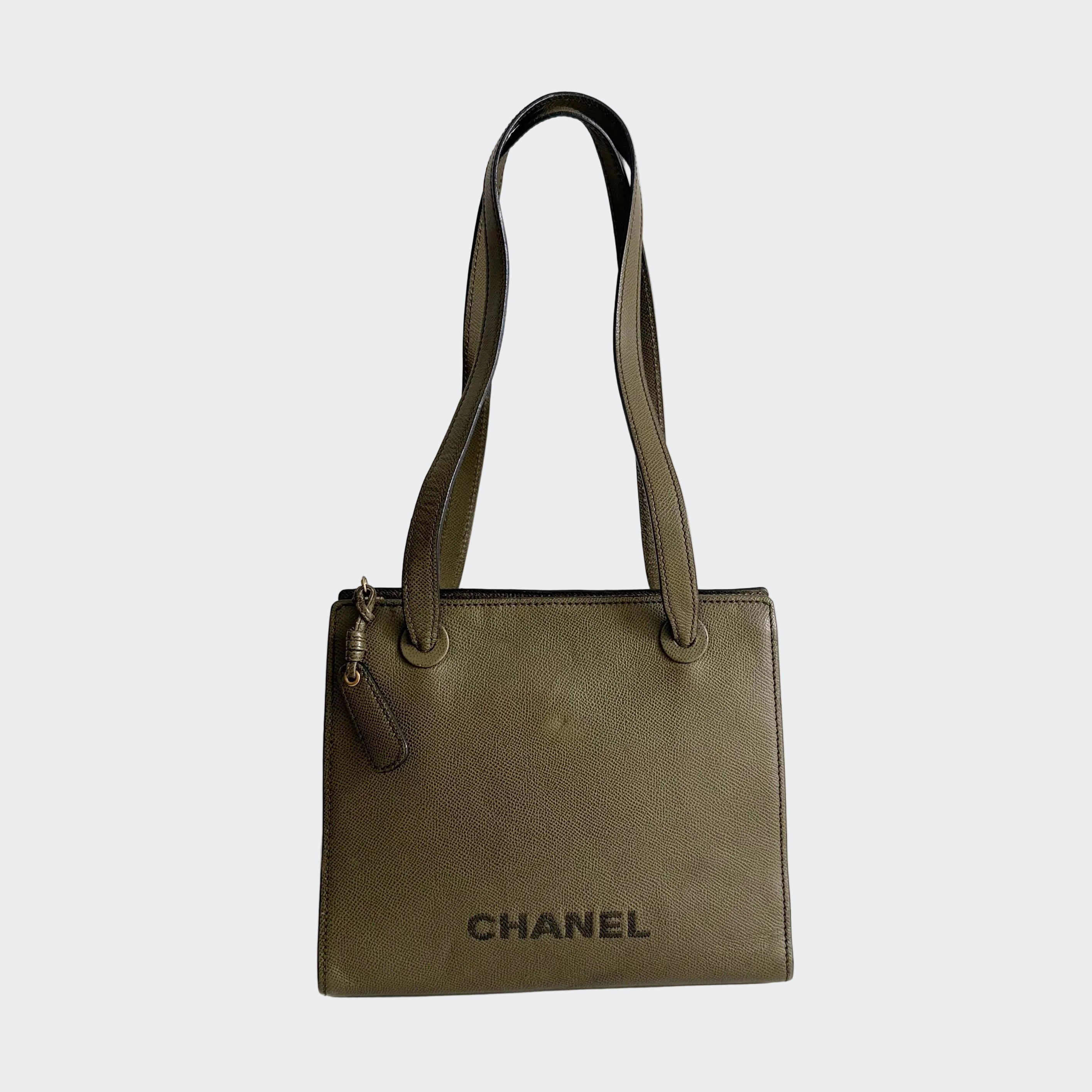 Chanel Green Olive Caviar Shoulder Bag