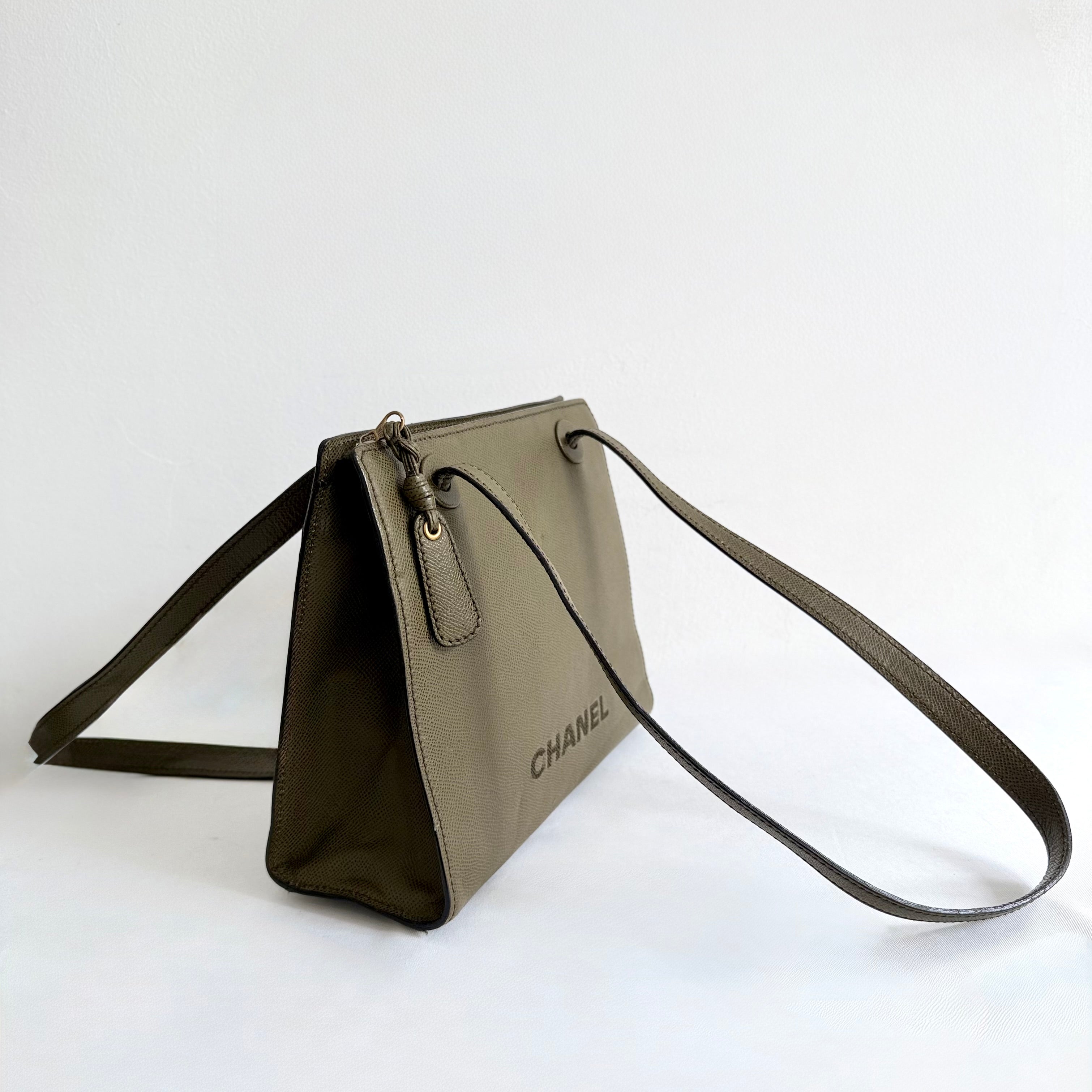 Chanel Green Olive Caviar Shoulder Bag