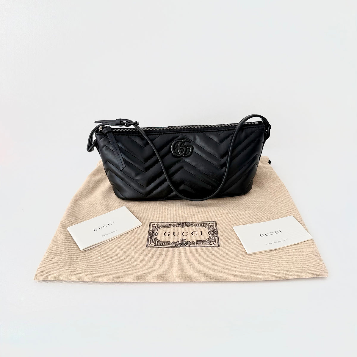 Gucci GG Marmont Pochette Shoulder Bag Matelasse Leather Small