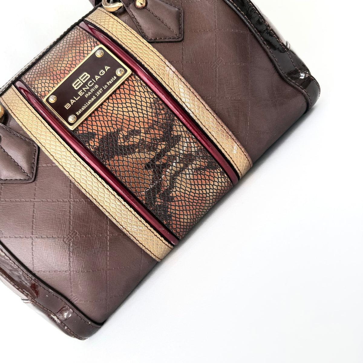 Balenciaga brown monogram top-handle bag