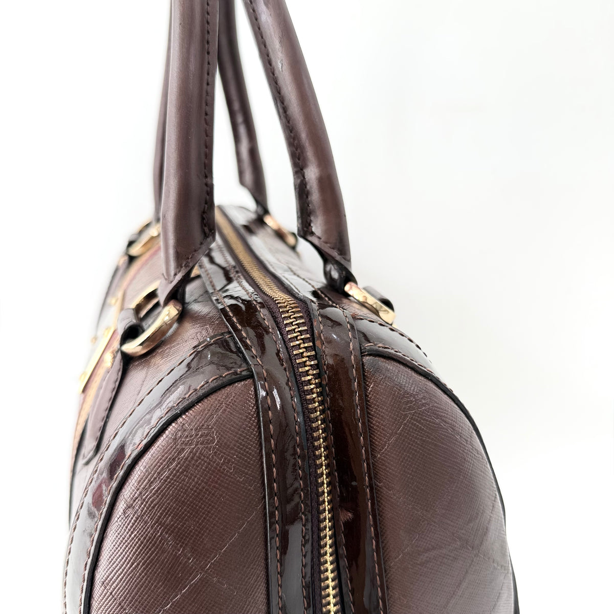 Balenciaga brown monogram top-handle bag