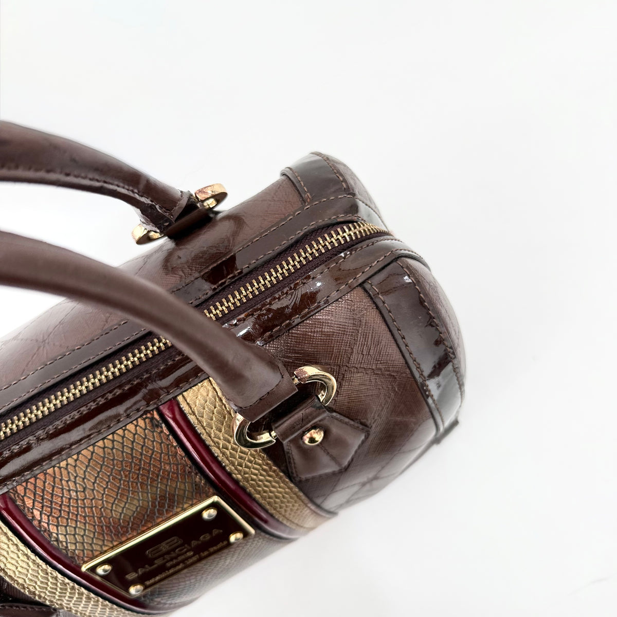 Balenciaga brown monogram top-handle bag