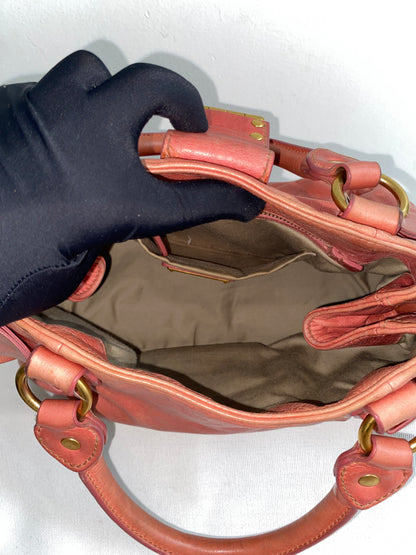 Miu Miu Vitello Lux Handbag Leather Pink Side Ribbon
