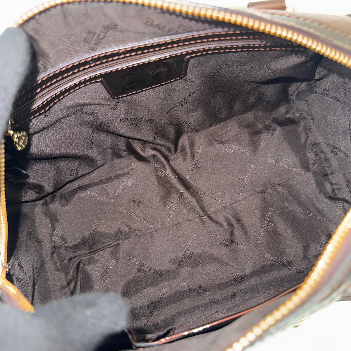 Balenciaga brown monogram top-handle bag