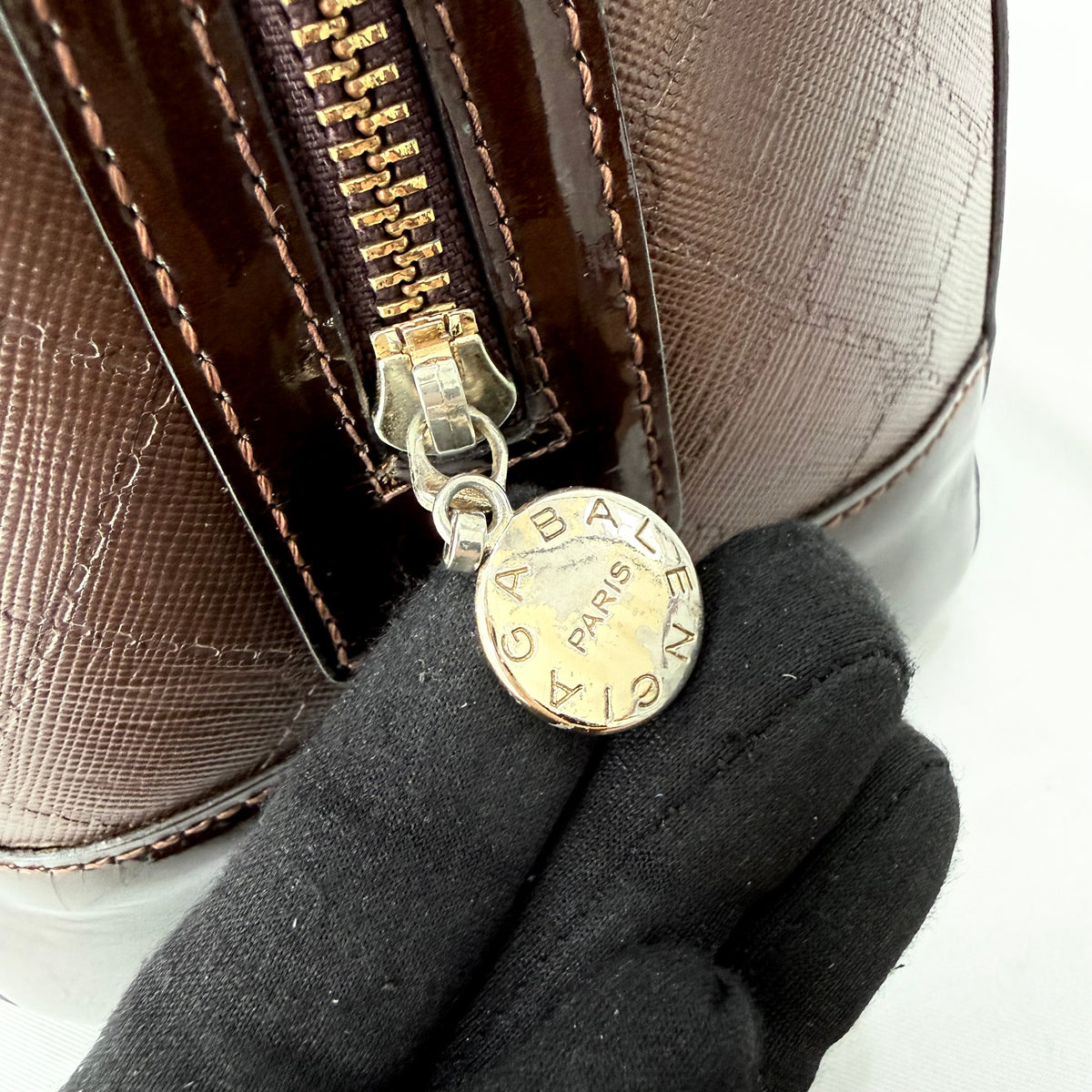 Balenciaga brown monogram top-handle bag