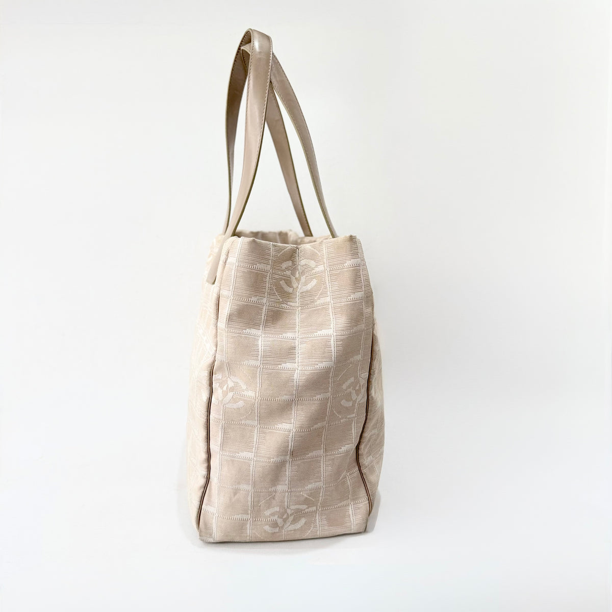 Chanel Beige Nylon CC Logo Travel Line Tote Bag