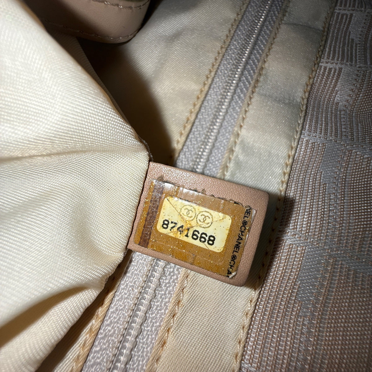 Chanel Beige Nylon CC Logo Travel Line Tote Bag