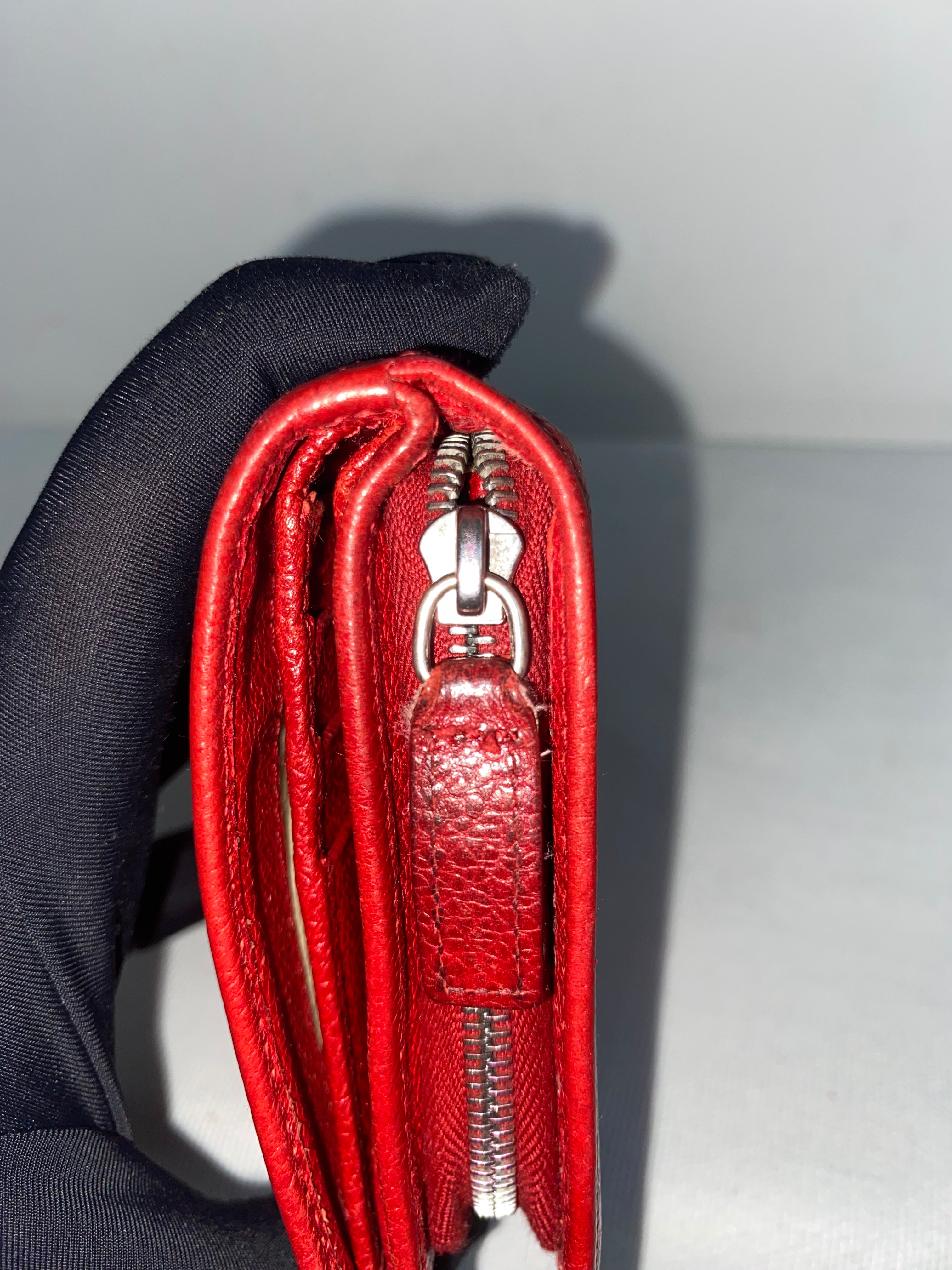 BVLGARI Wallet Red Leather Bifold Wallet