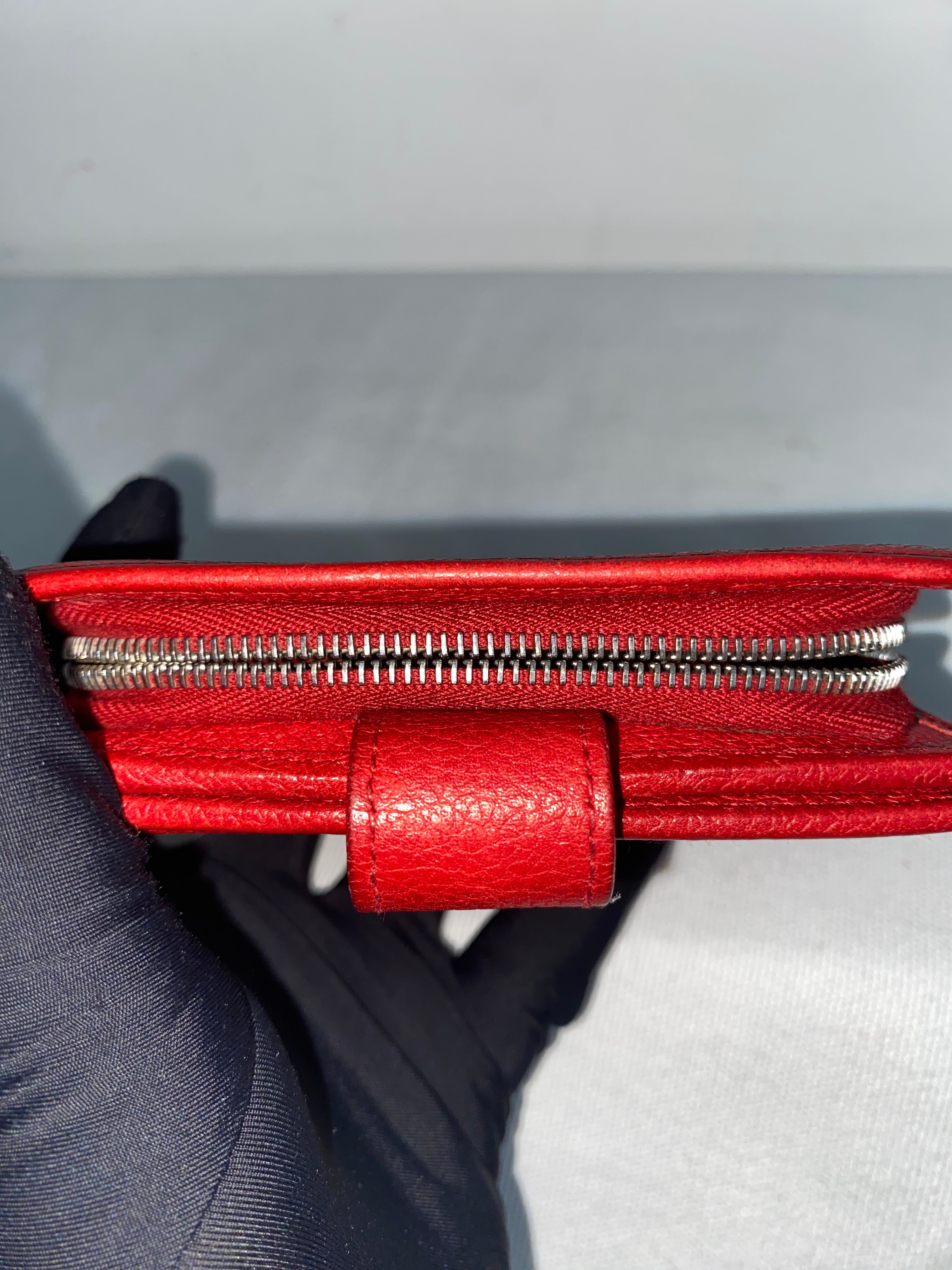 BVLGARI Wallet Red Leather Bifold Wallet