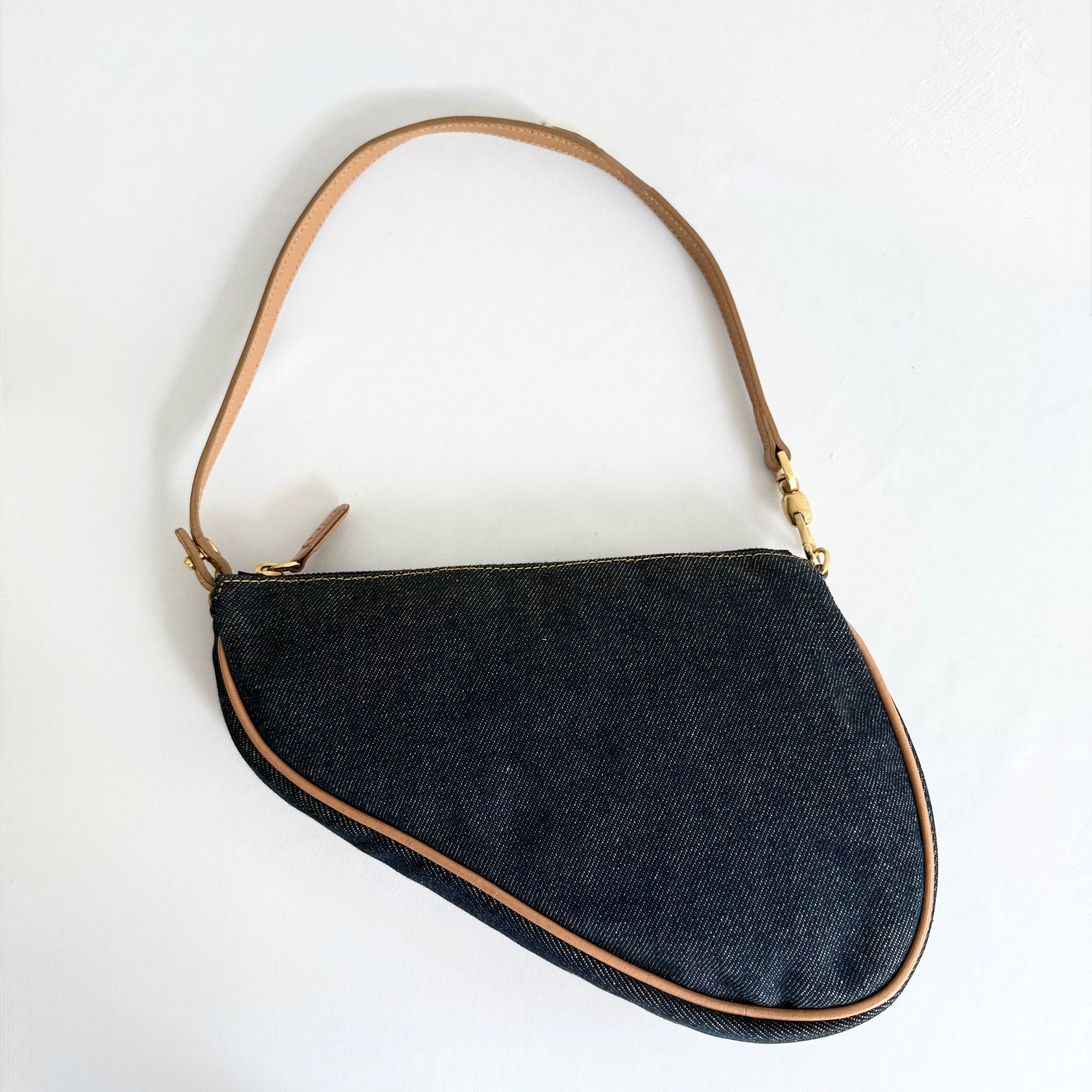 Christian Dior 2001 Blue Denim Saddle Bag