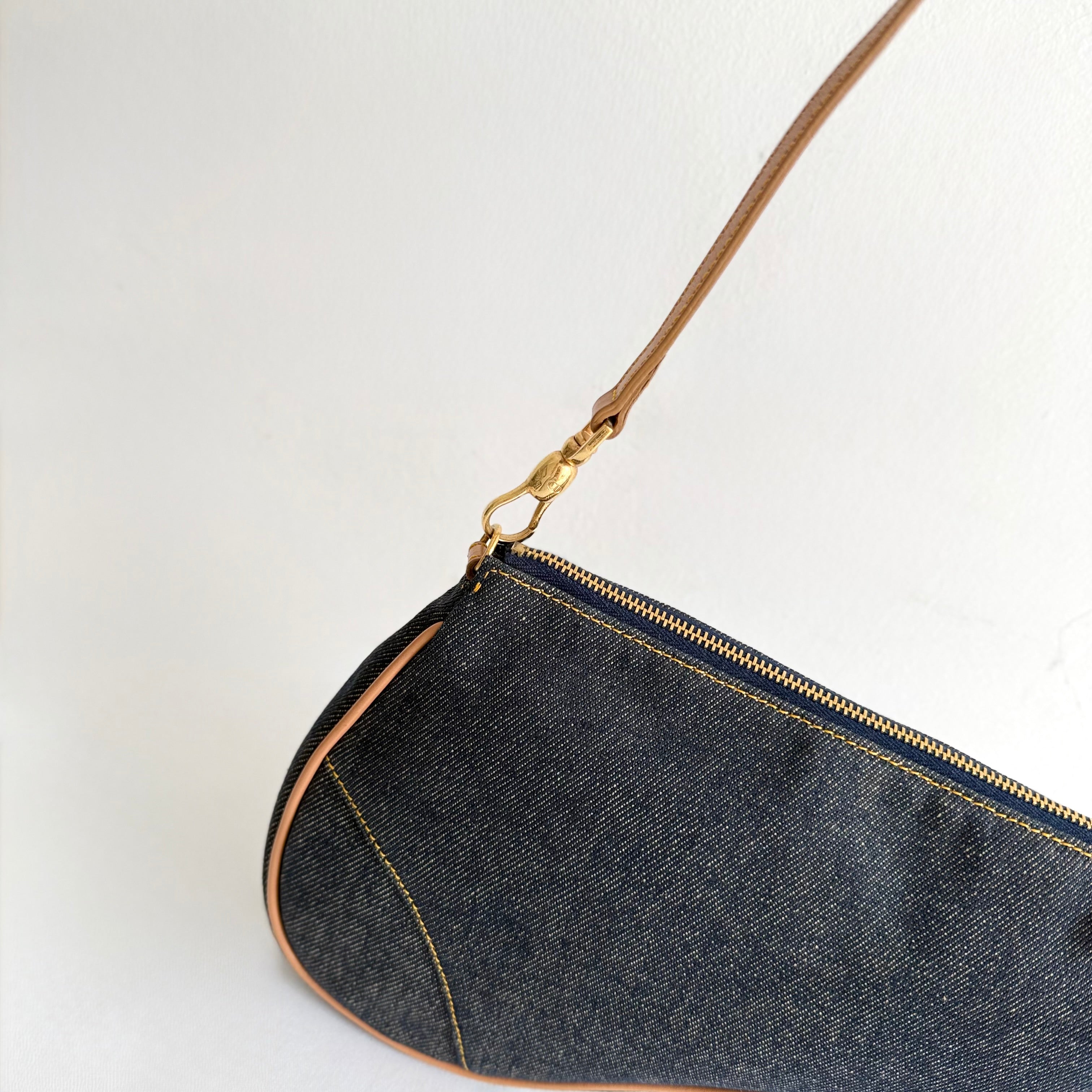 Christian Dior 2001 Blue Denim Saddle Bag