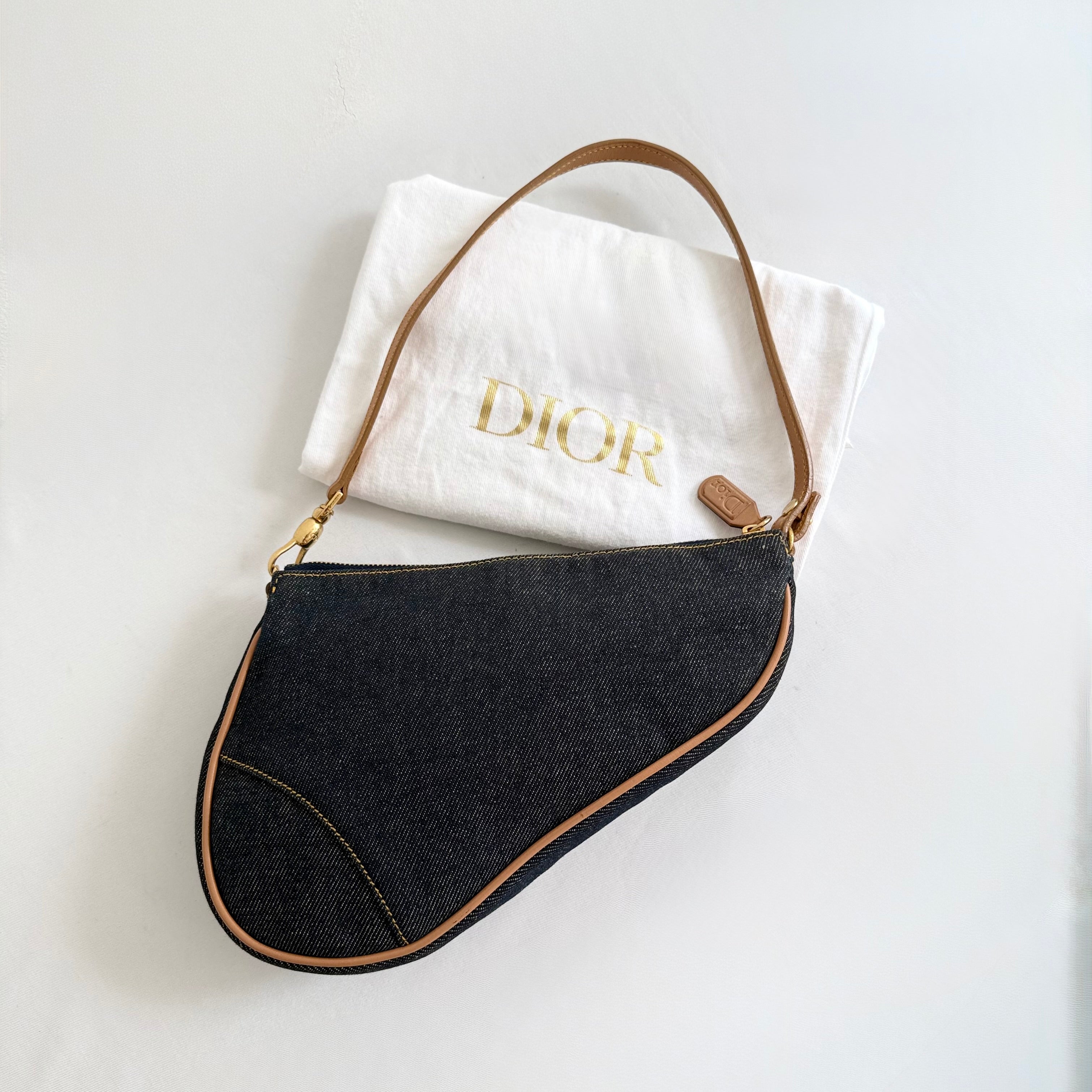 Christian Dior 2001 Blue Denim Saddle Bag