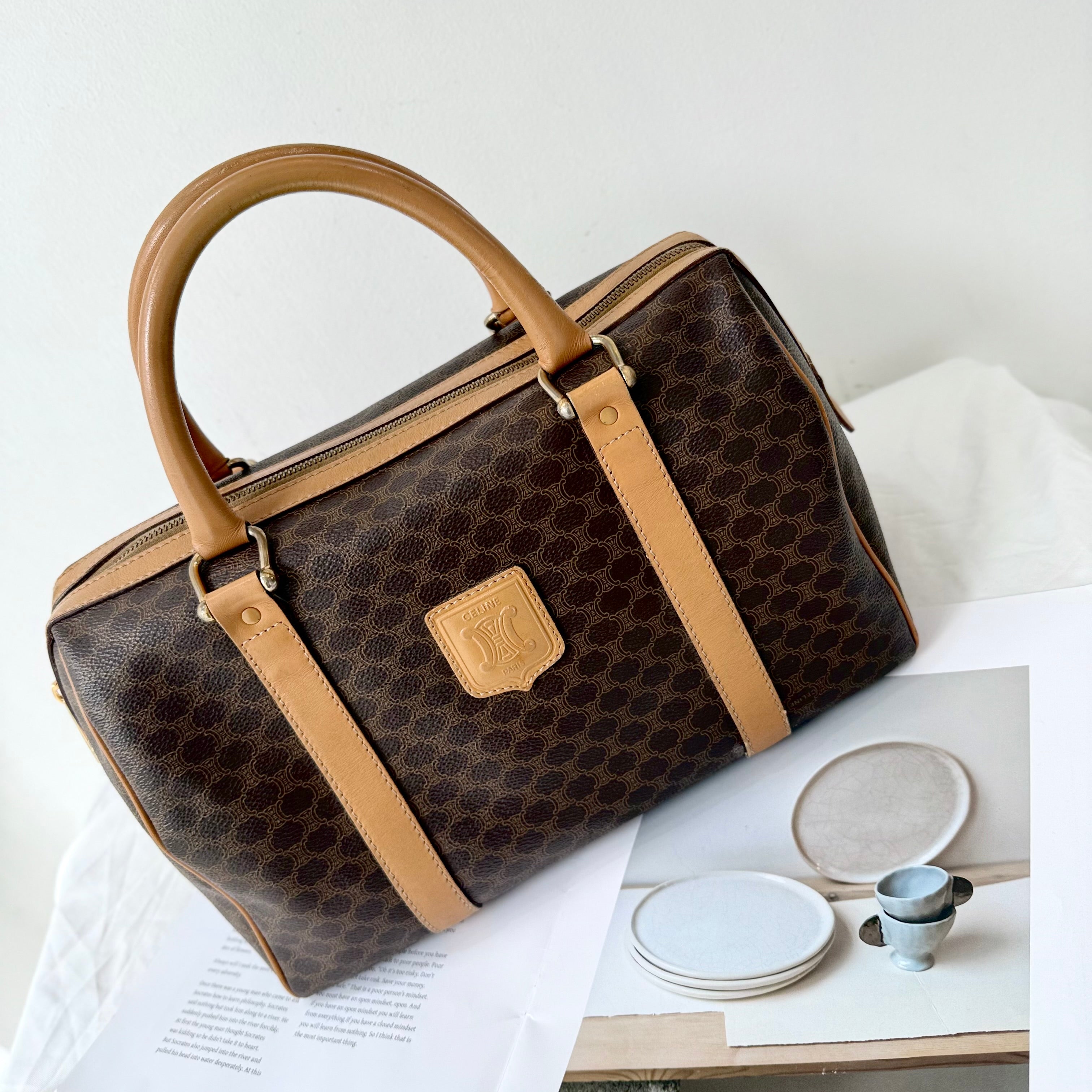 Celine Brown Macadam Boston Bag