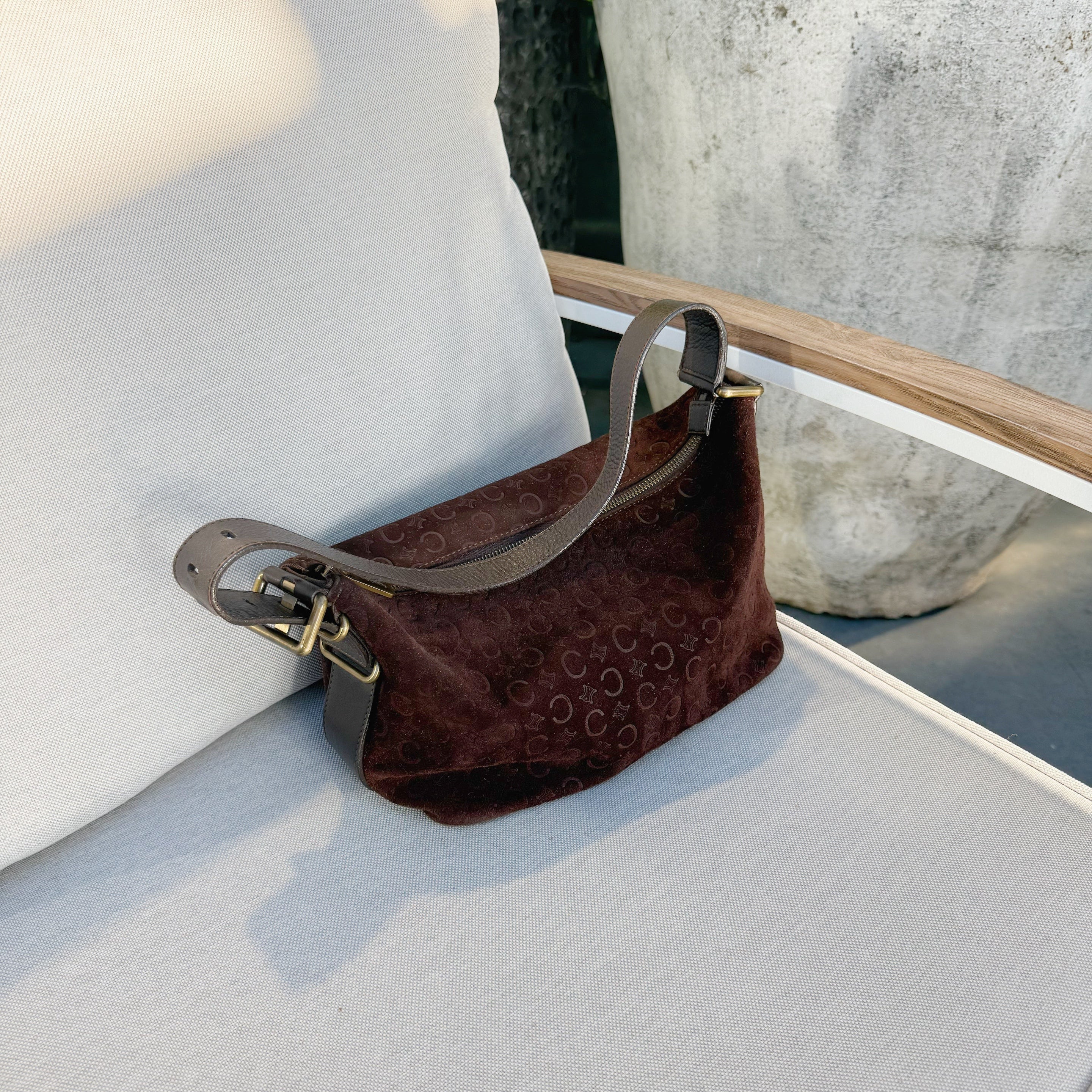 Celine 20th Century C Macadam Suede shoulder bag