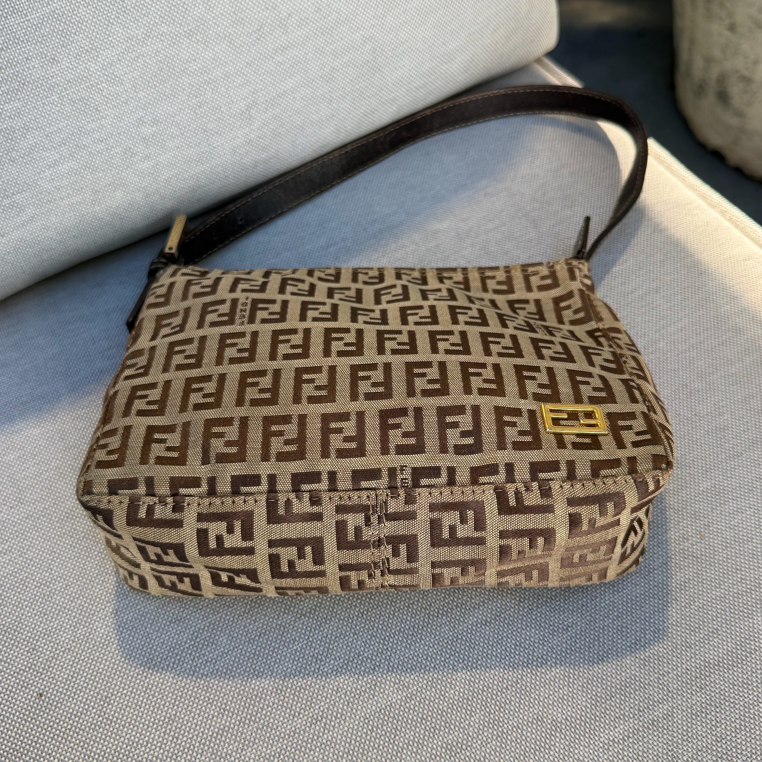 Fendi Tobacco Brown FF Baguette Pochette 