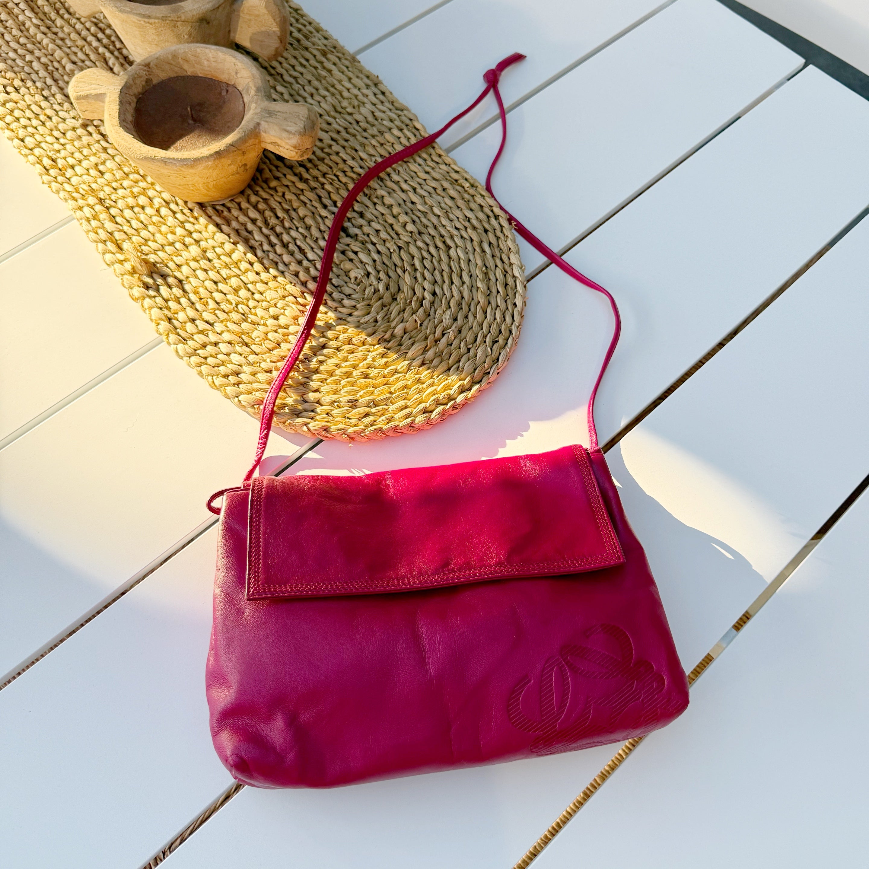 LOEWE Pink Anagram Mini Leather Bag