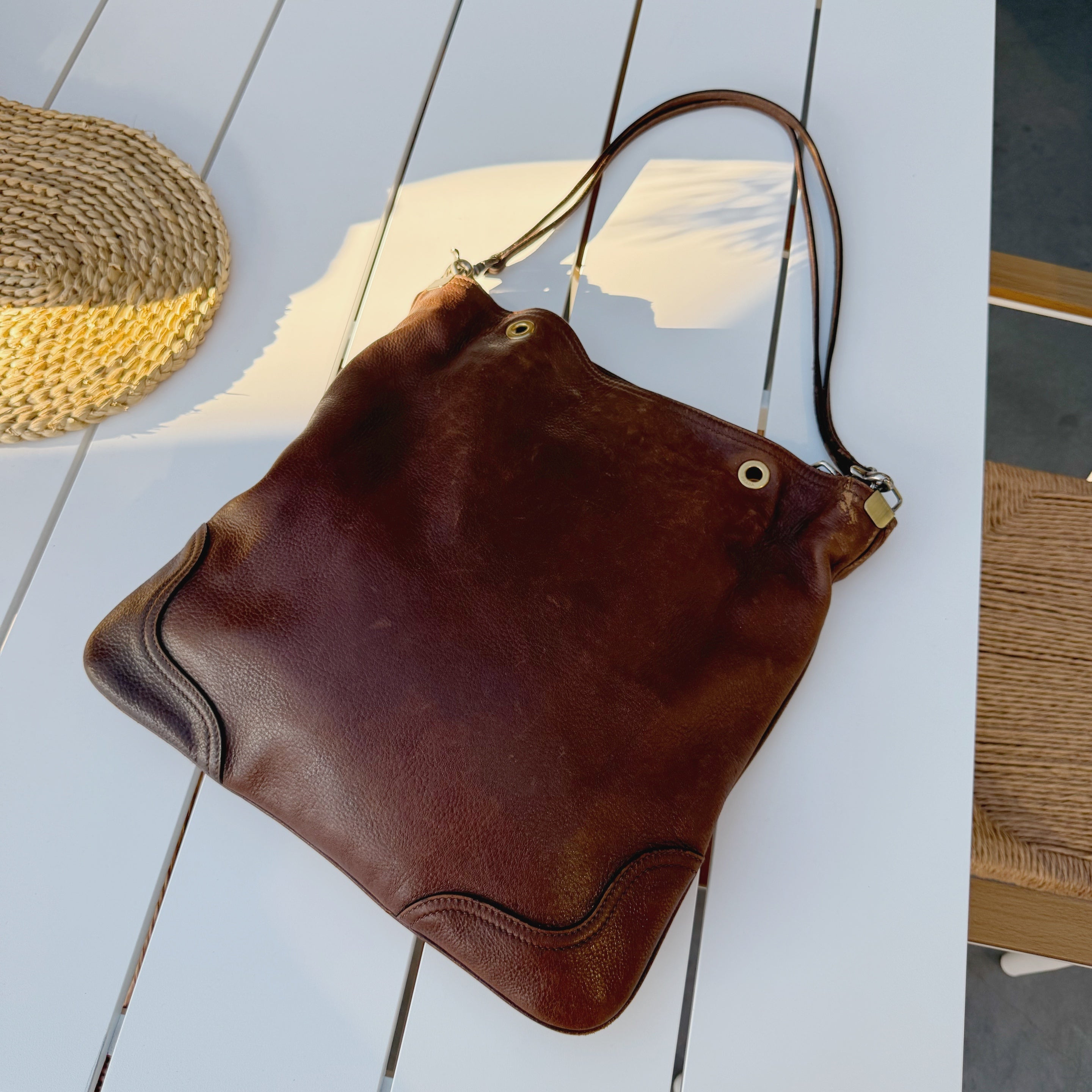Prada Brown Cervo Antik Shopping Tote Cammello