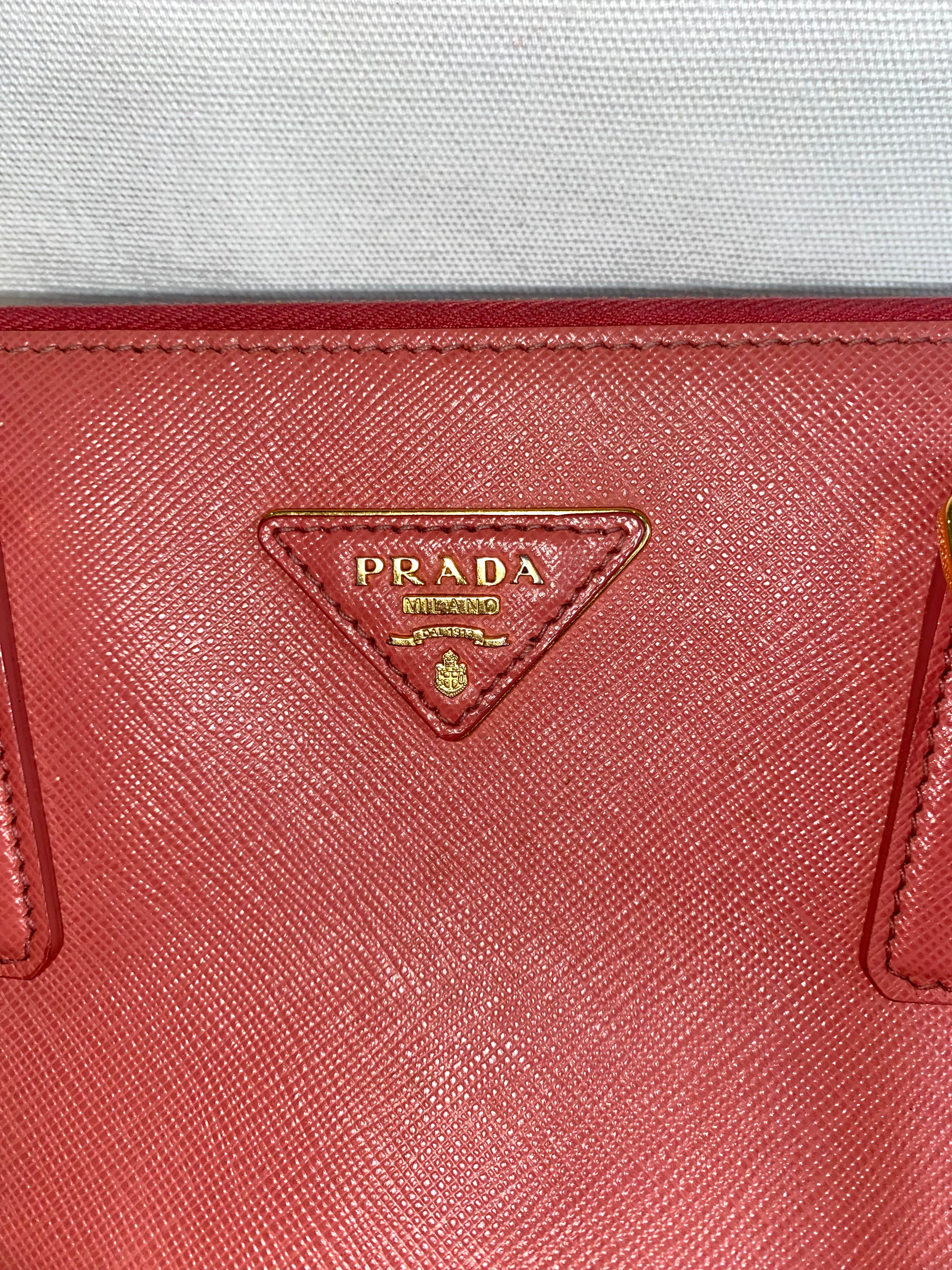 Prada Saffiano Lux Galleria Double Zip Tote Pink