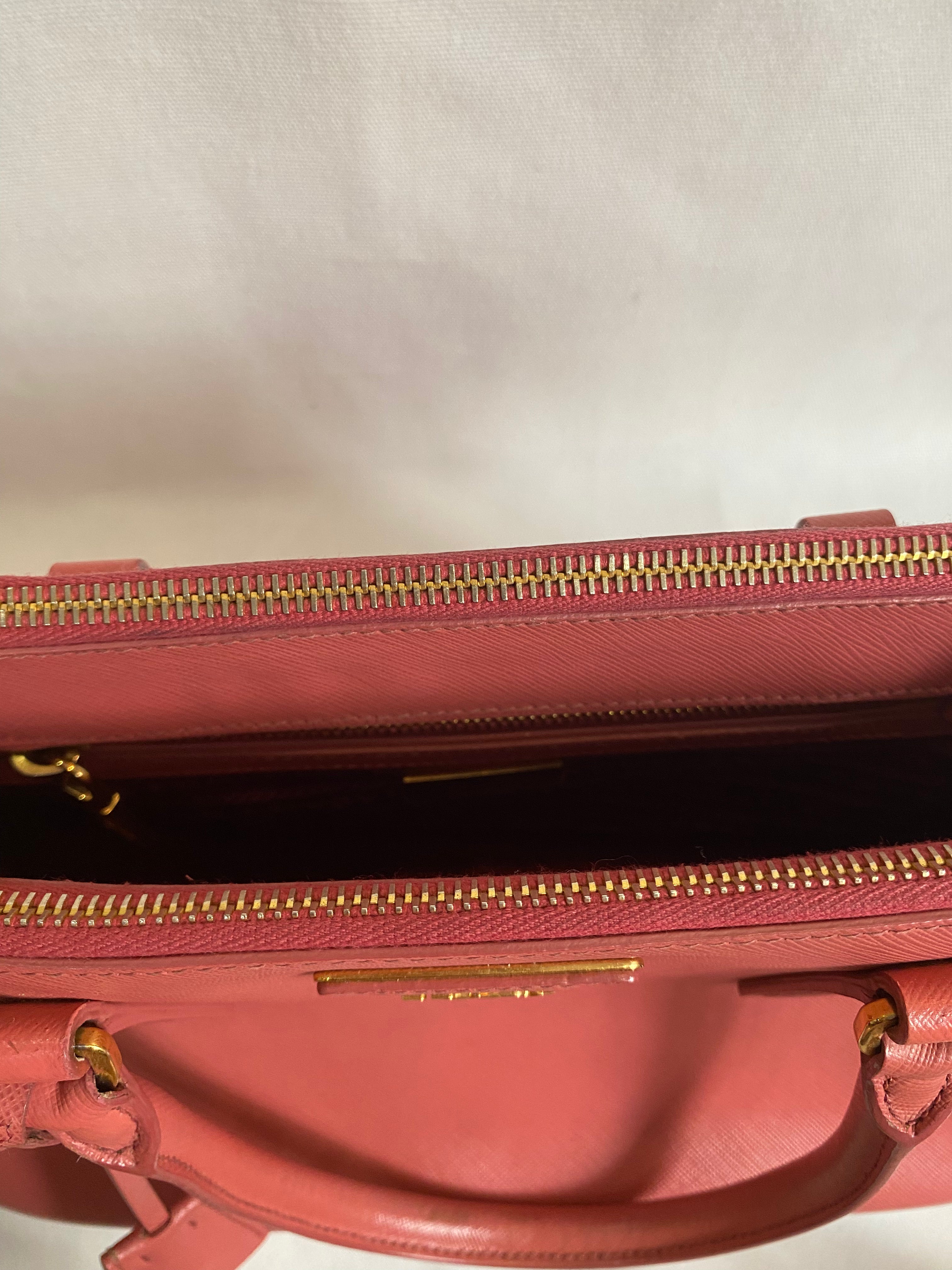 Prada Saffiano Lux Galleria Double Zip Tote Pink