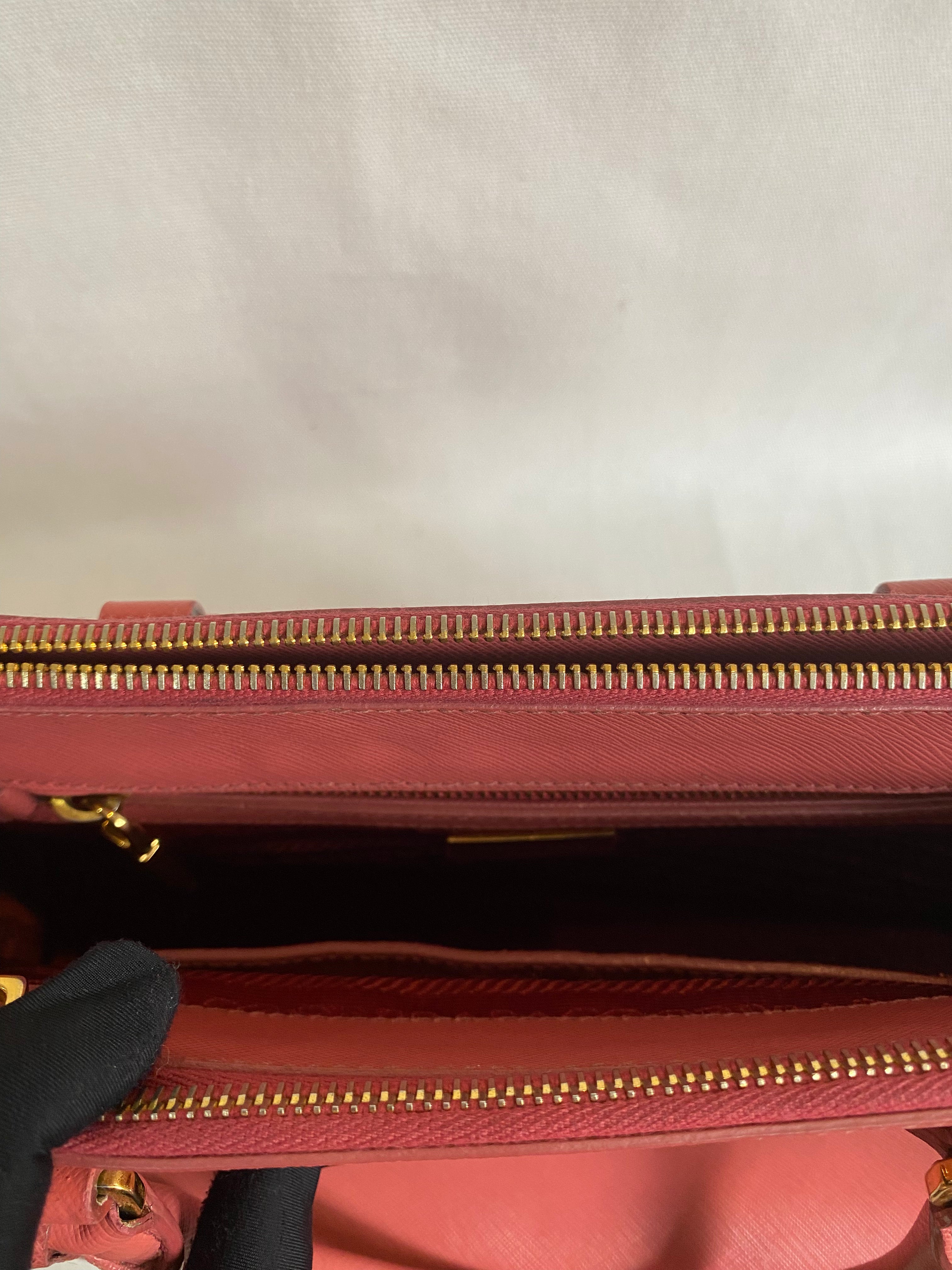 Prada Saffiano Lux Galleria Double Zip Tote Pink