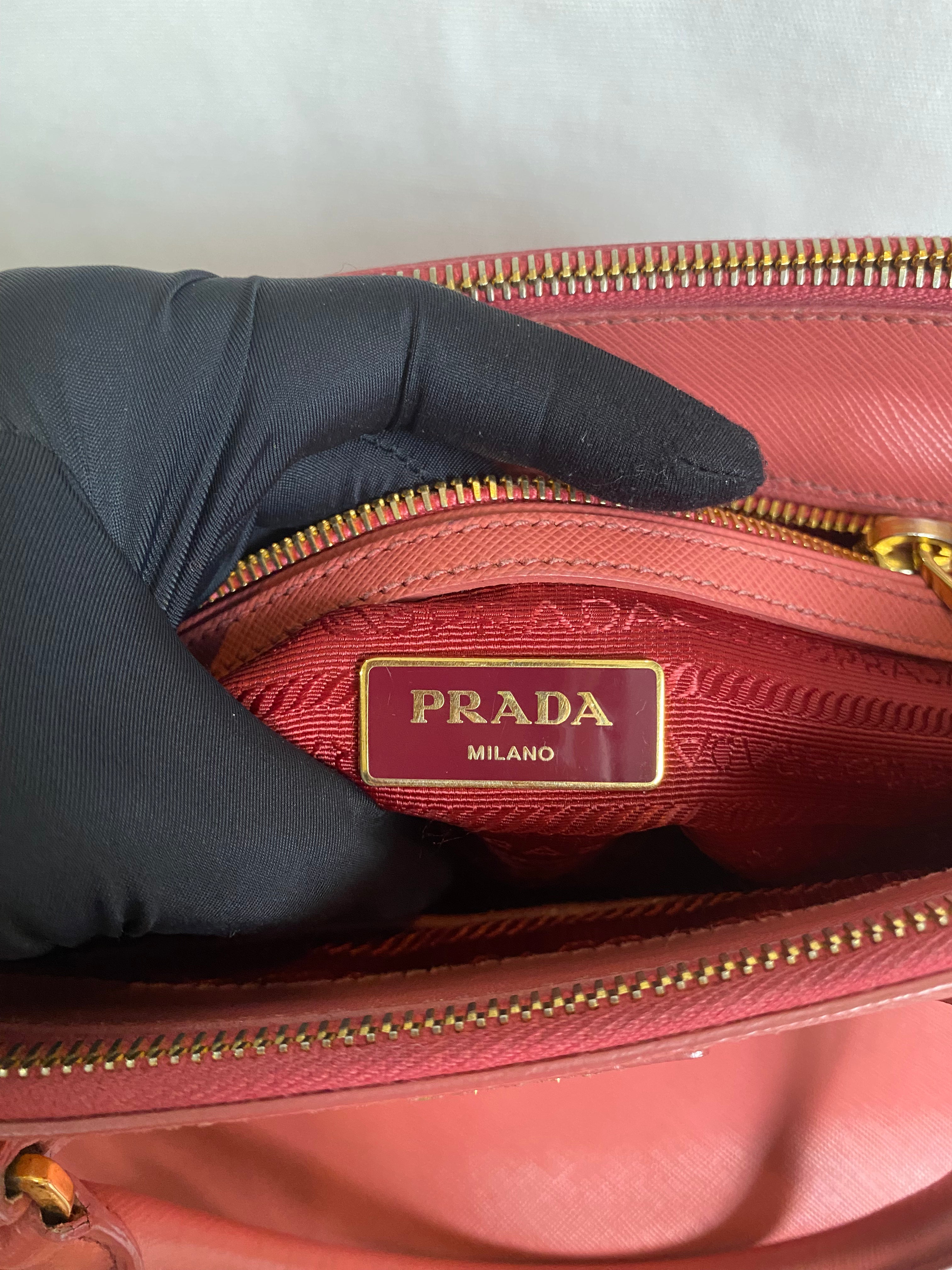 Prada Saffiano Lux Galleria Double Zip Tote Pink