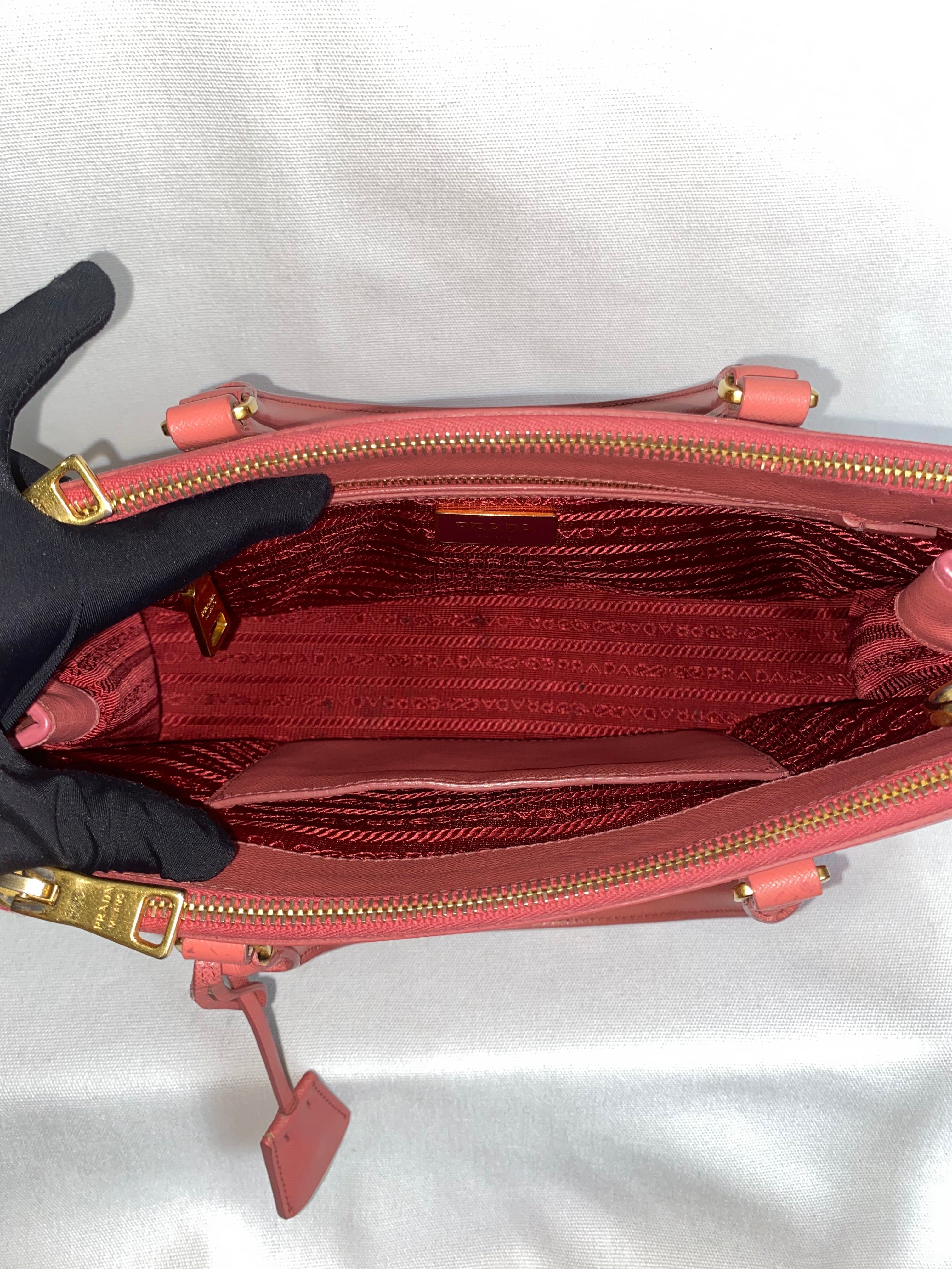 Prada Saffiano Lux Galleria Double Zip Tote Pink